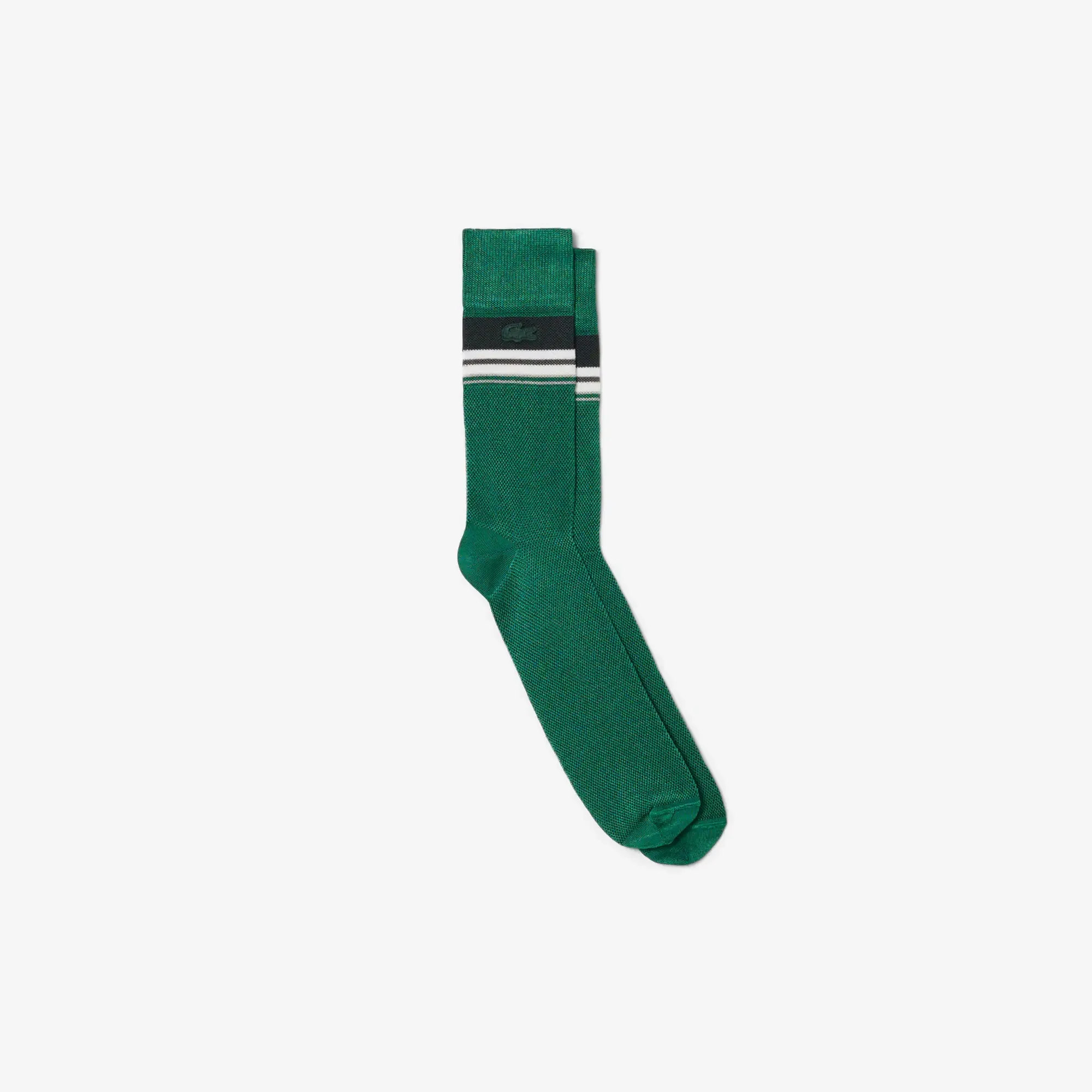 Lacoste Runway Striped Piqué Socks - Green