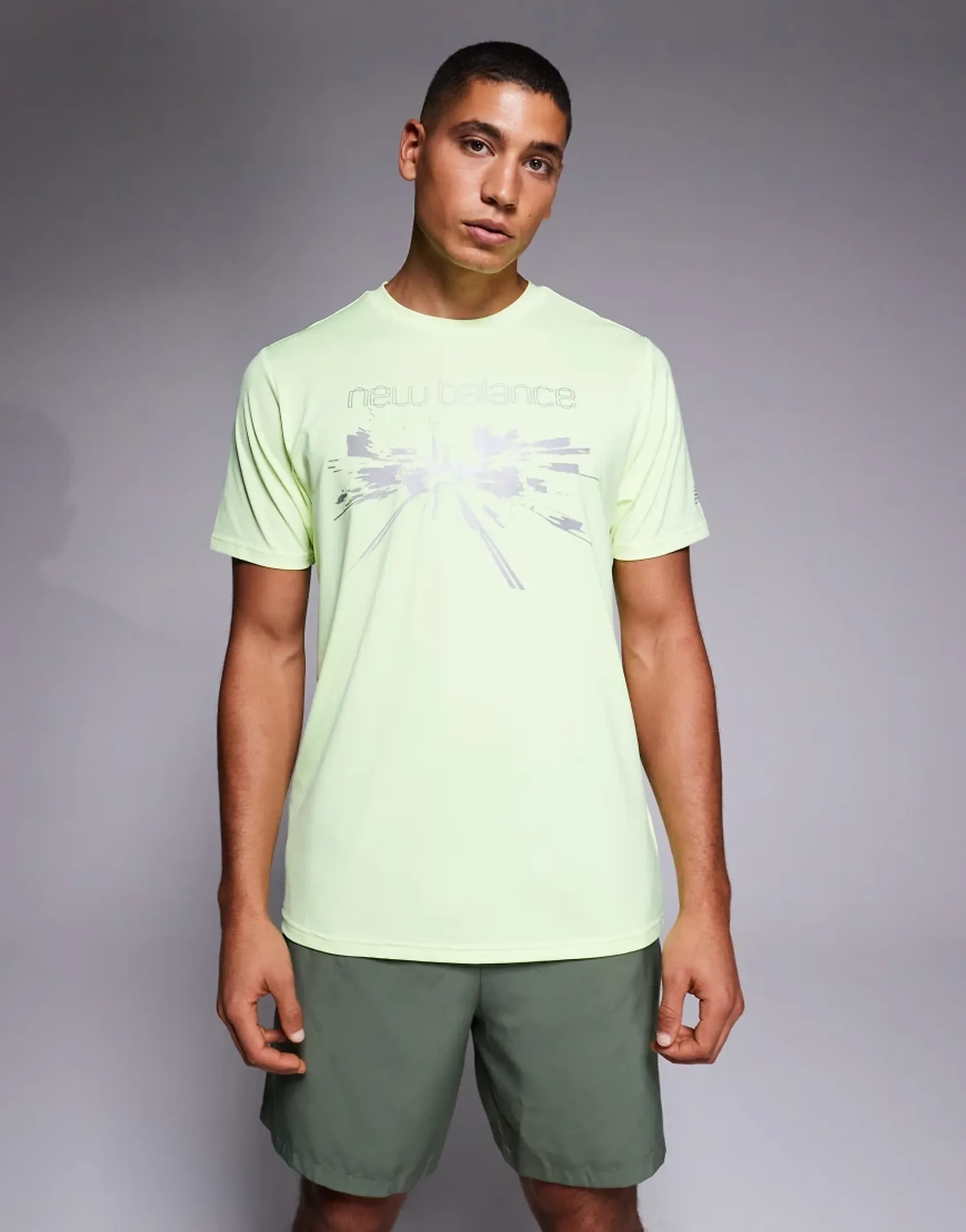 New Balance Reflective City Poly Running T-Shirt In Neon Yellow