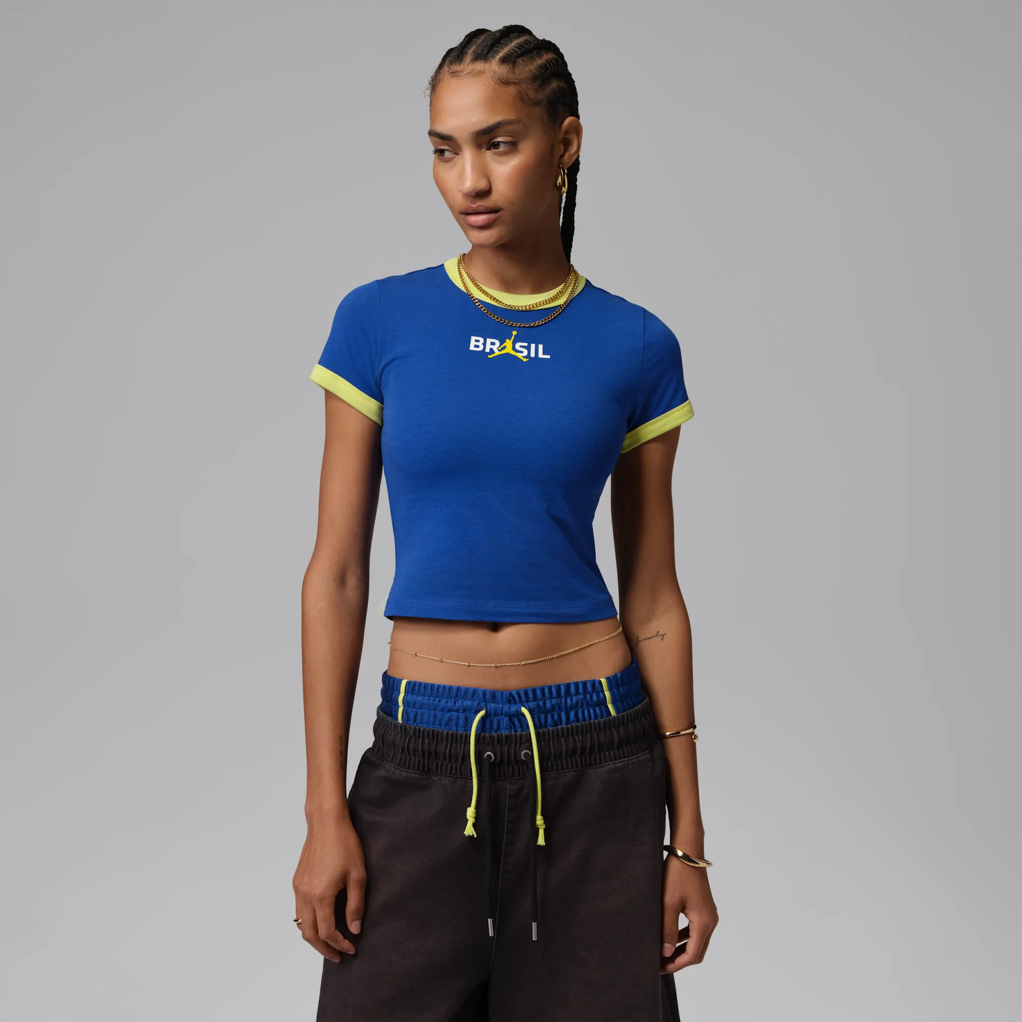 Nike Jordan Women's Graphic Brazil Crew-Neck Top - Old Royal