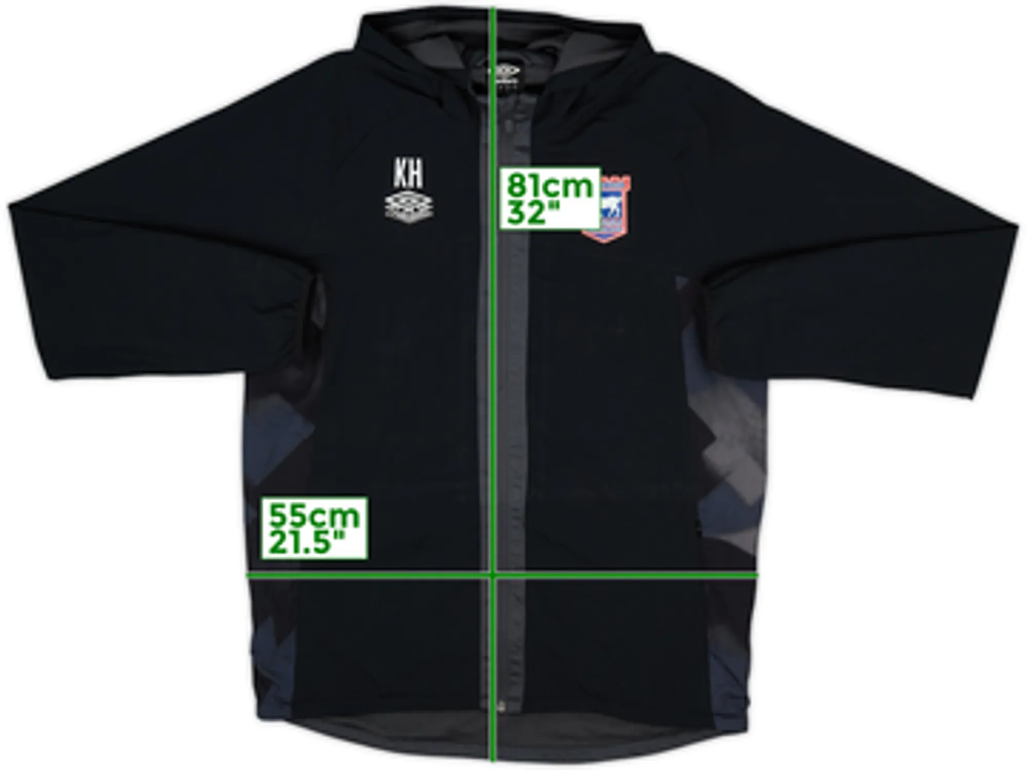 2023-24 Ipswich Umbro Staff Issue Hooded Rain Jacket KH - 8/10 - (L)