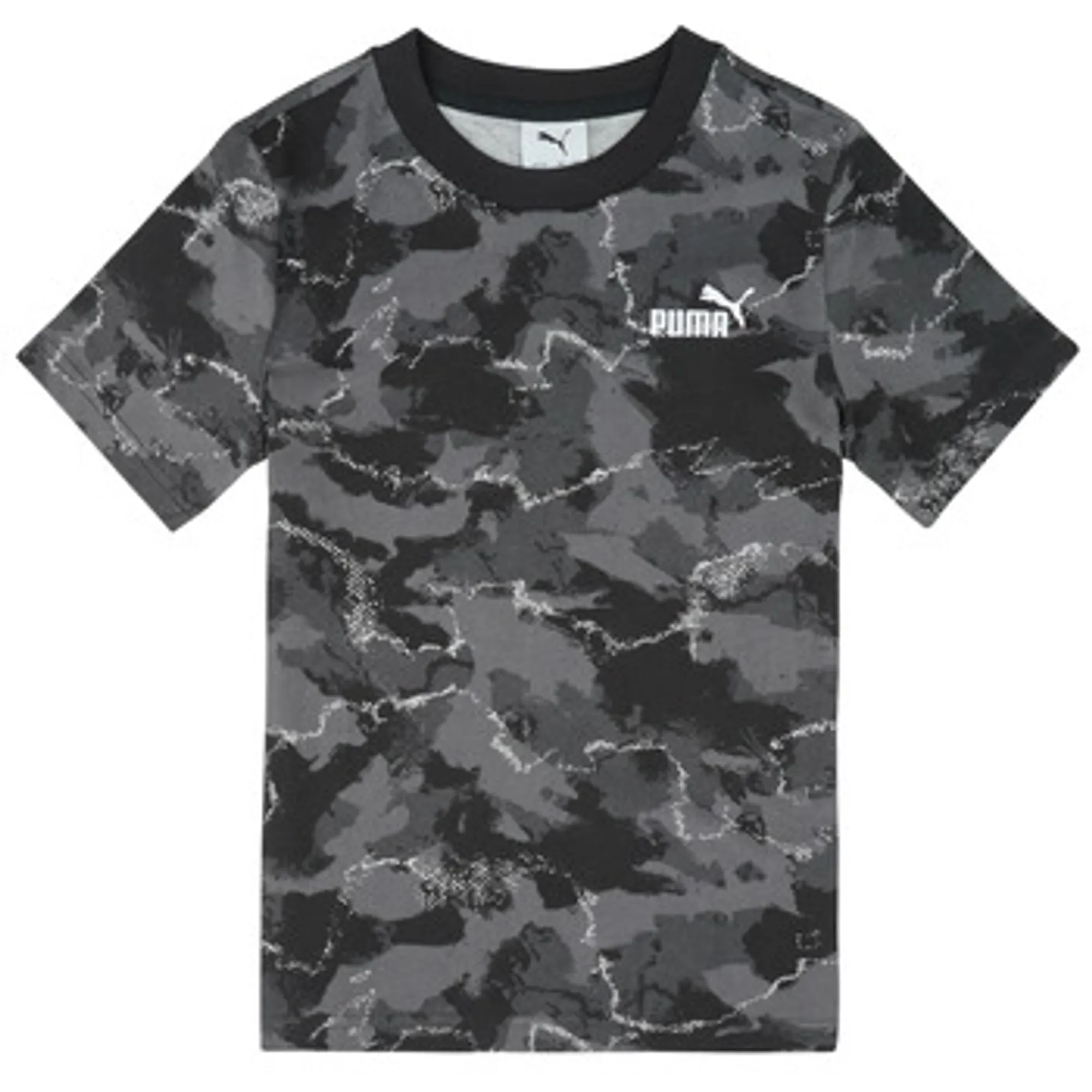 Puma  ESS CAMO AOP Tee  boys's Children's T shirt in Black