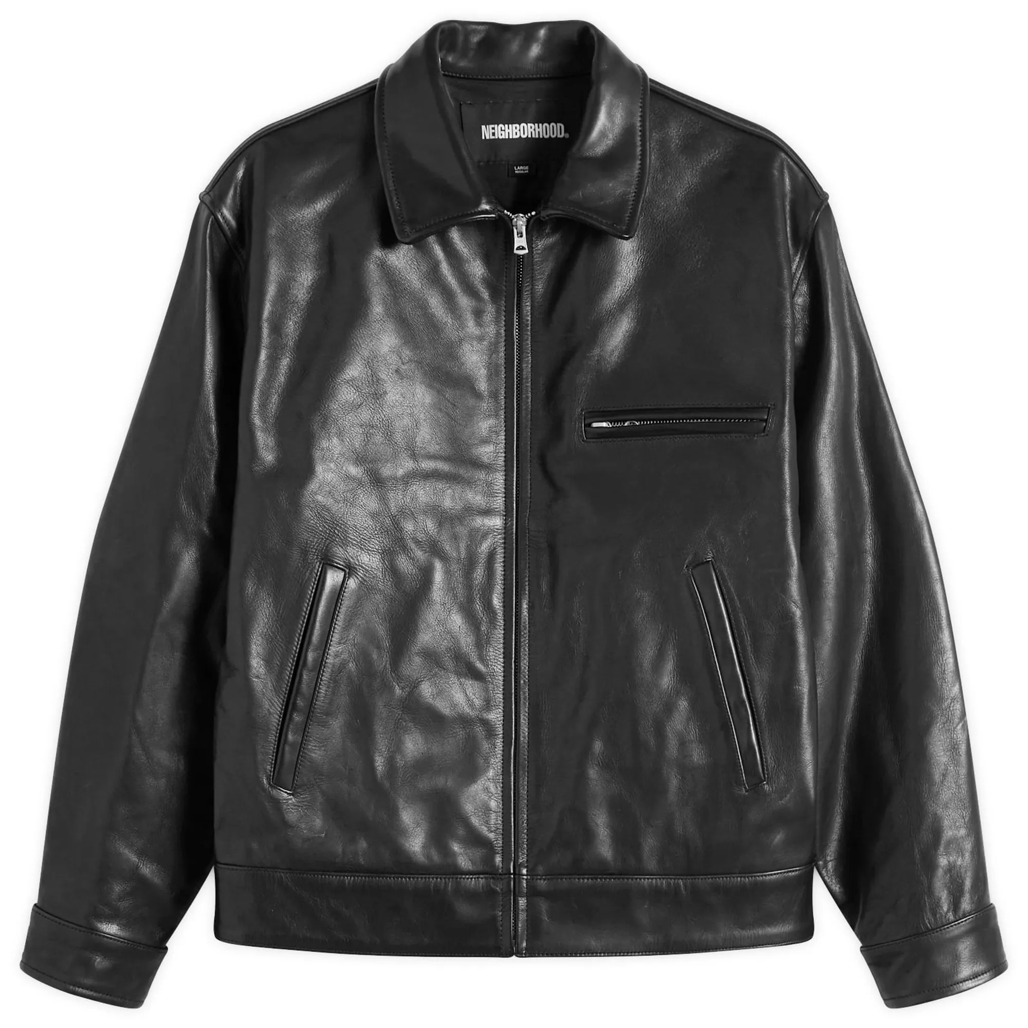 Neighborhood Men's Leather Sports Jacket Black