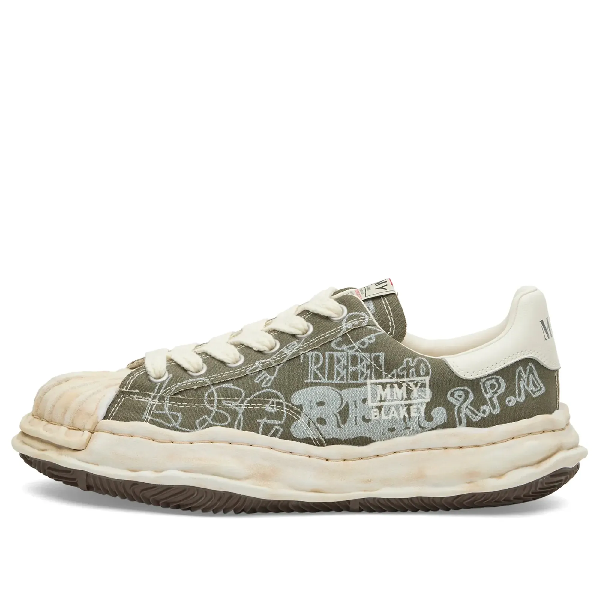 Maison Mihara Yasuhiro Men's Blakey Graffiti Print Sneaker Green