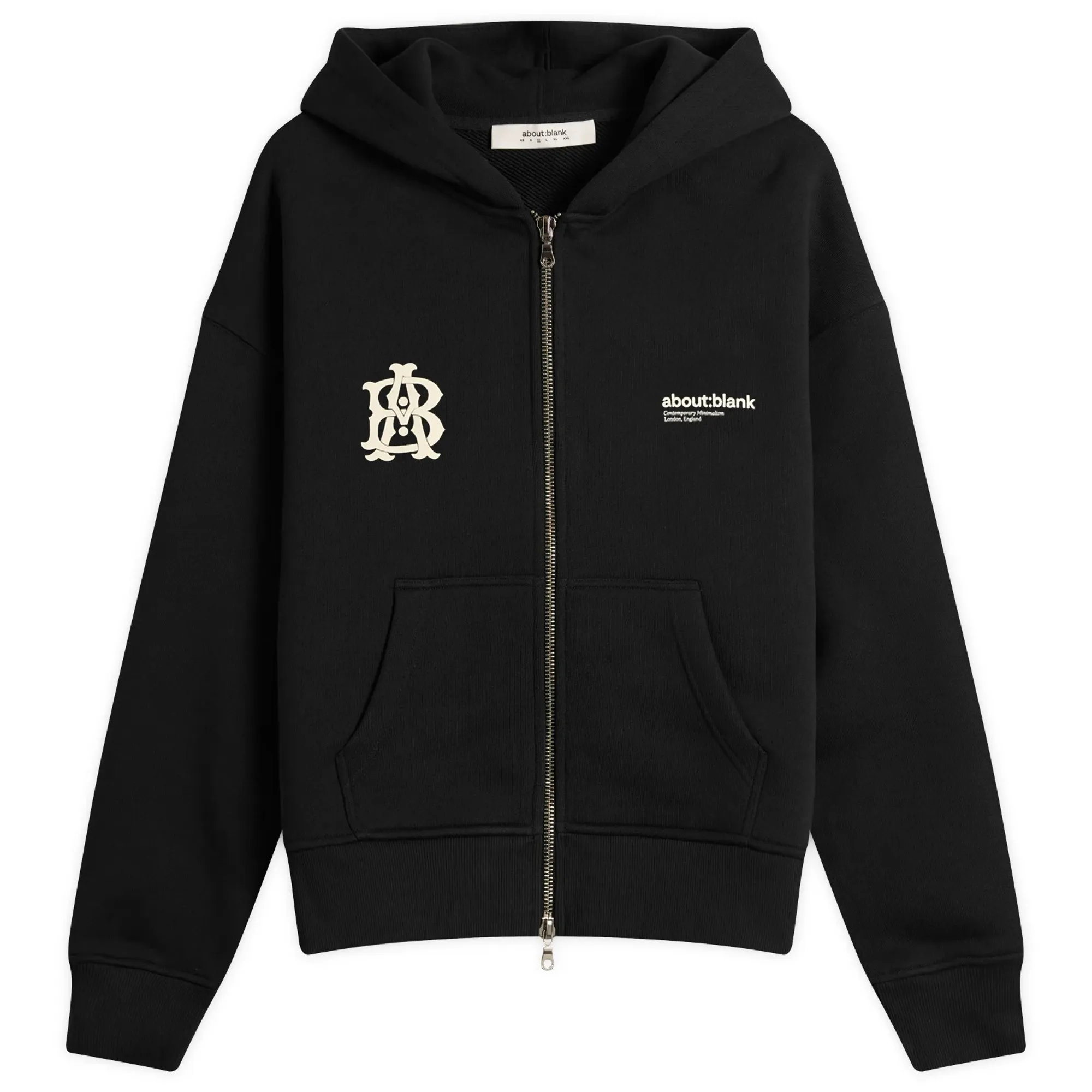 about:blank Men's Dual Logo Zip Hoodie Black/Ecru