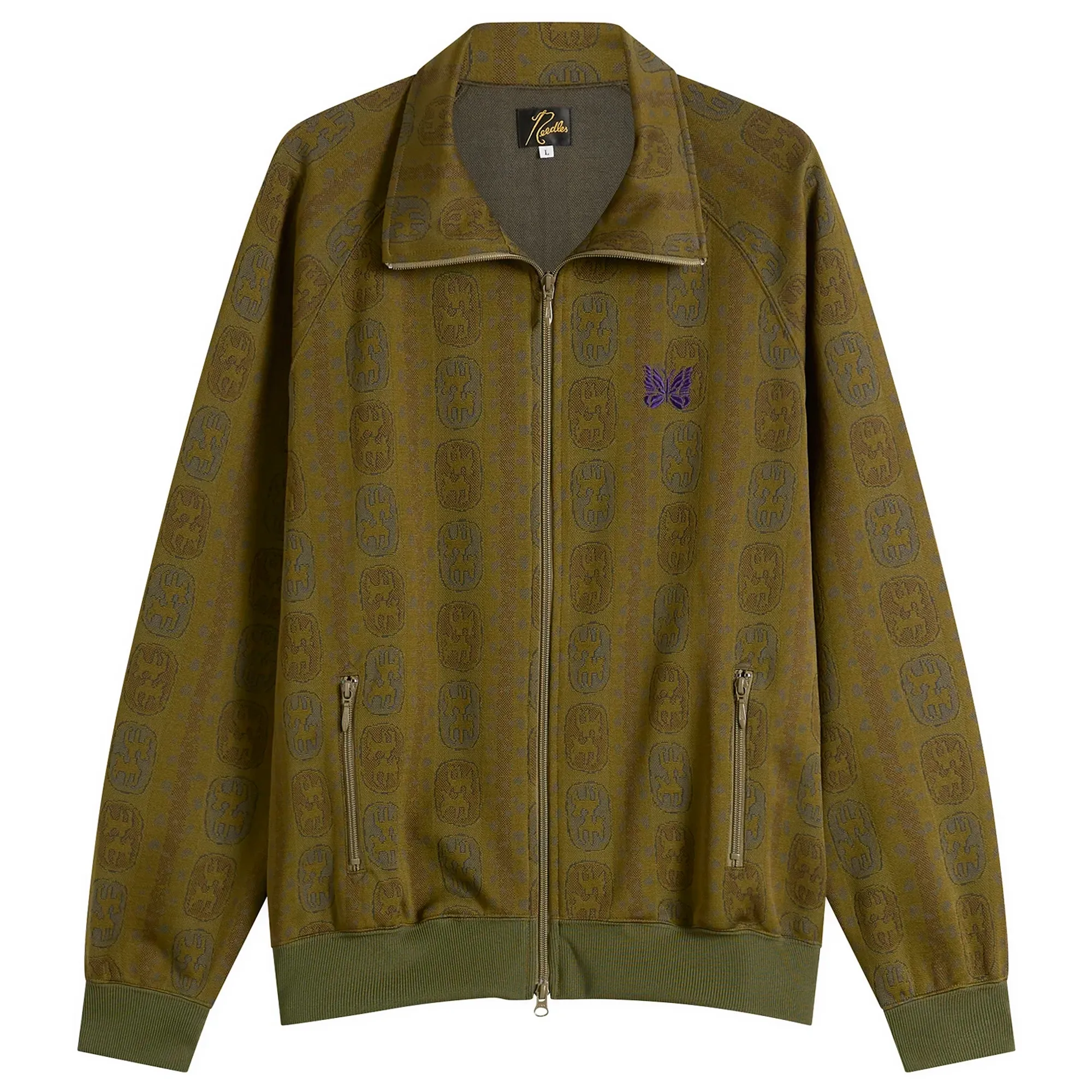 Needles Men's Poly Jacquard Track Jacket Olive