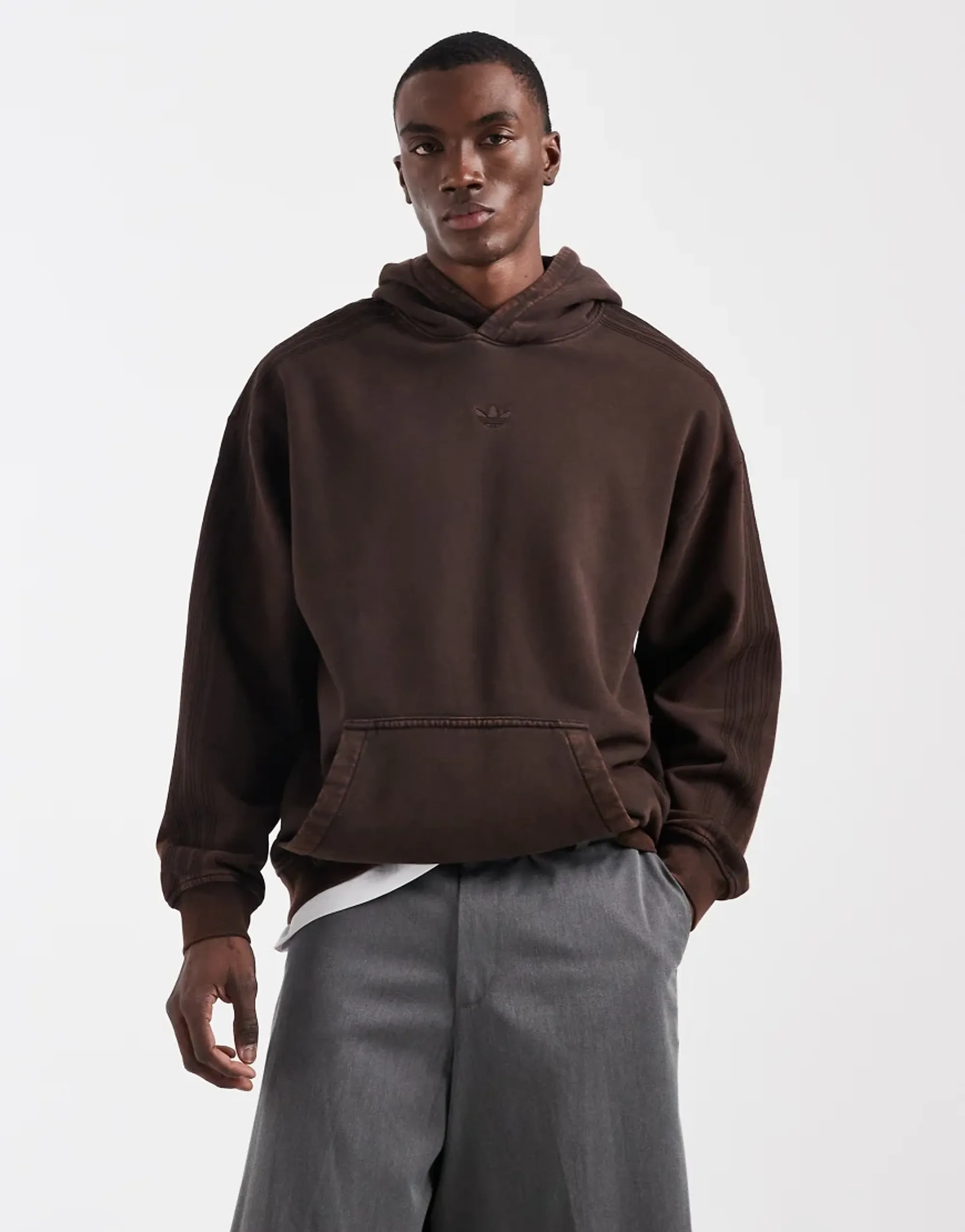 adidas Originals Premium Essentials Retro Washed Hoodie, Brown