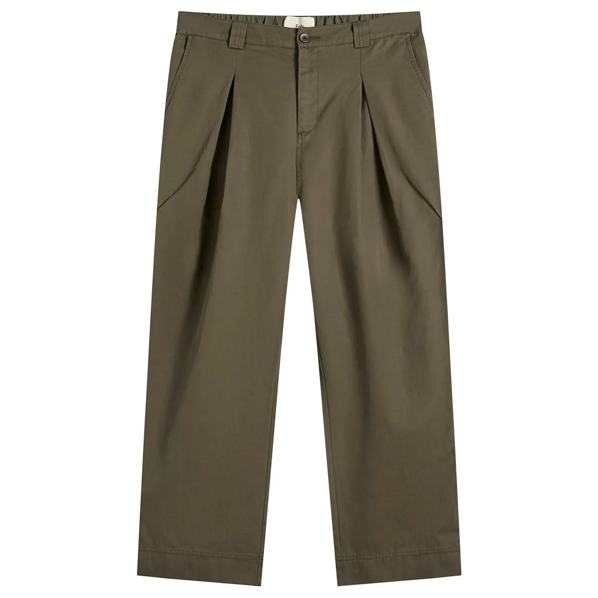 Folk Men's Easy Fit Trouser Dark Olive Slub Linen