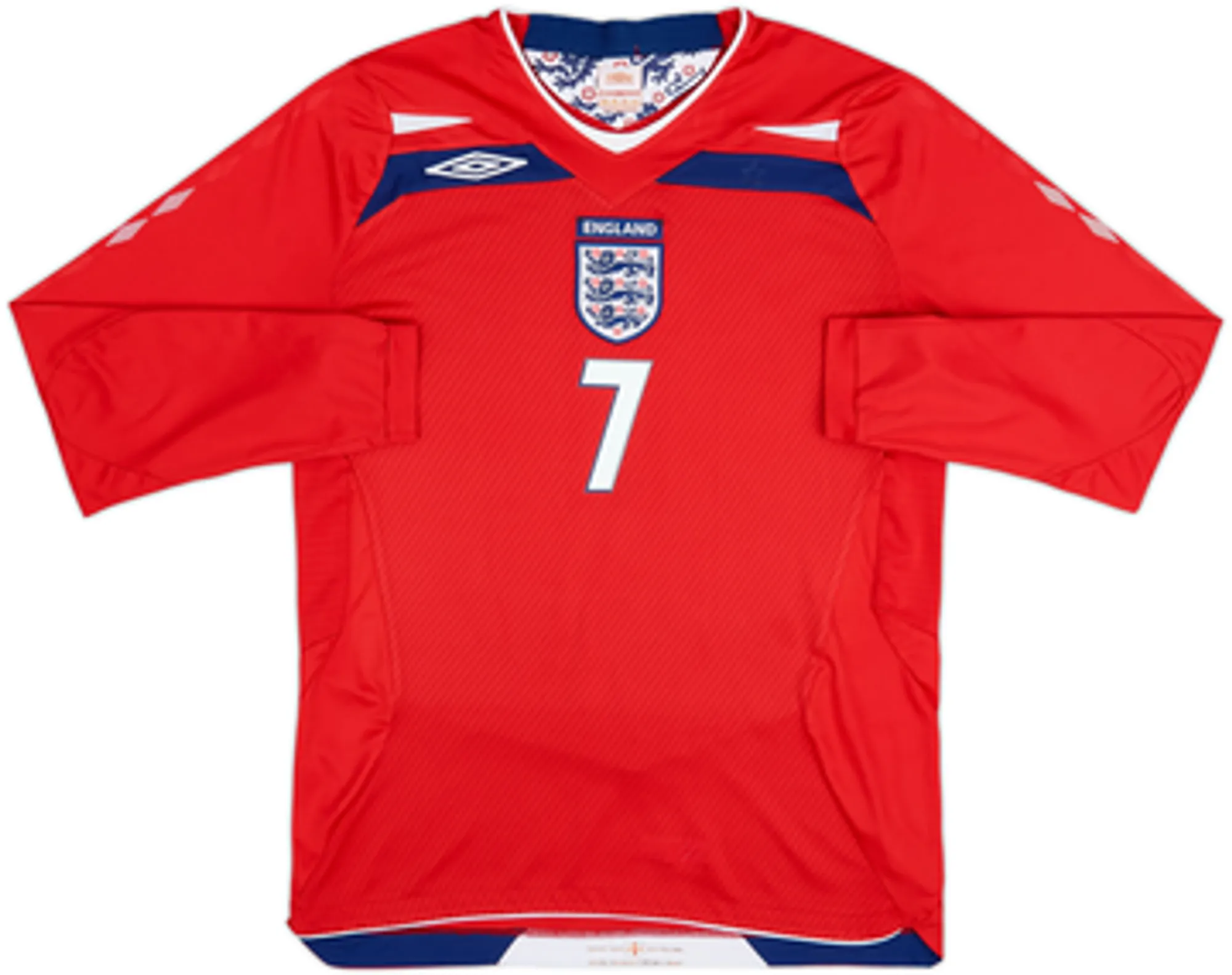 2008-10 England Away L/S Shirt Beckham #7 - 5/10 - (M)