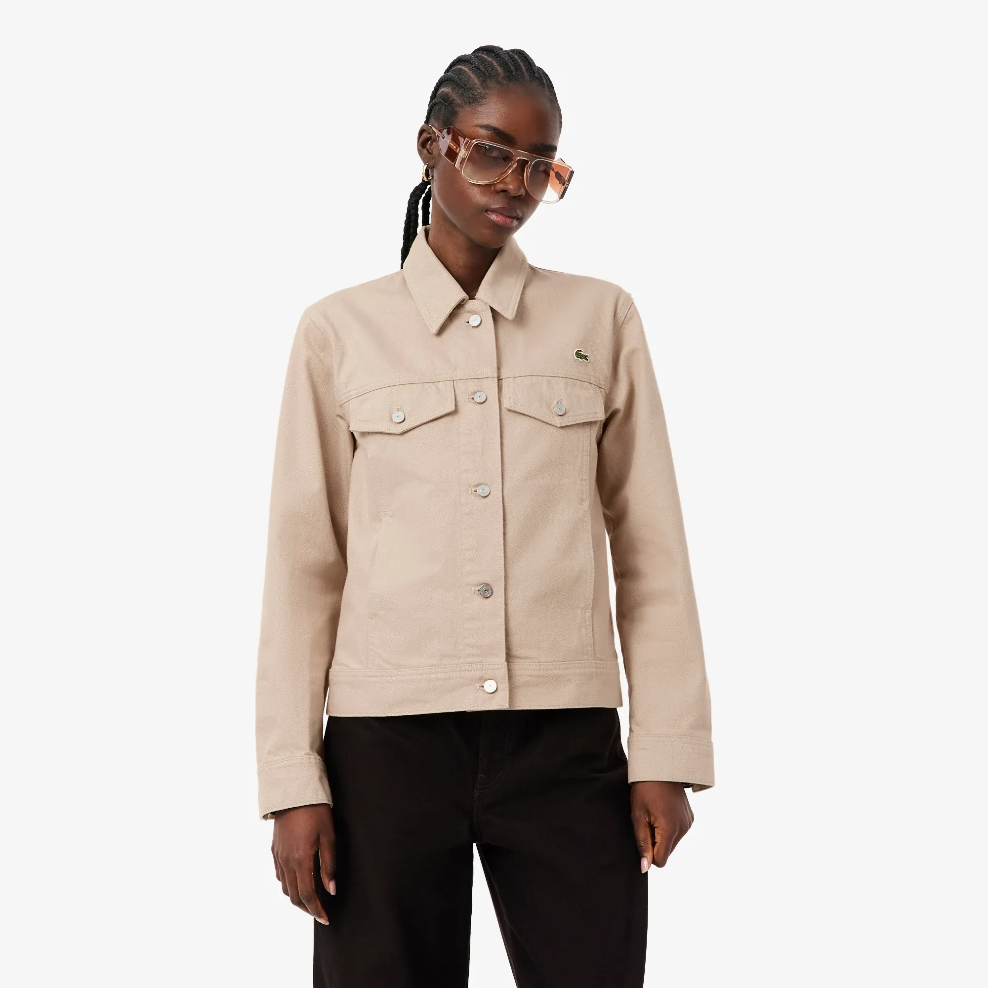 Lacoste Cotton Denim Jacket - Beige