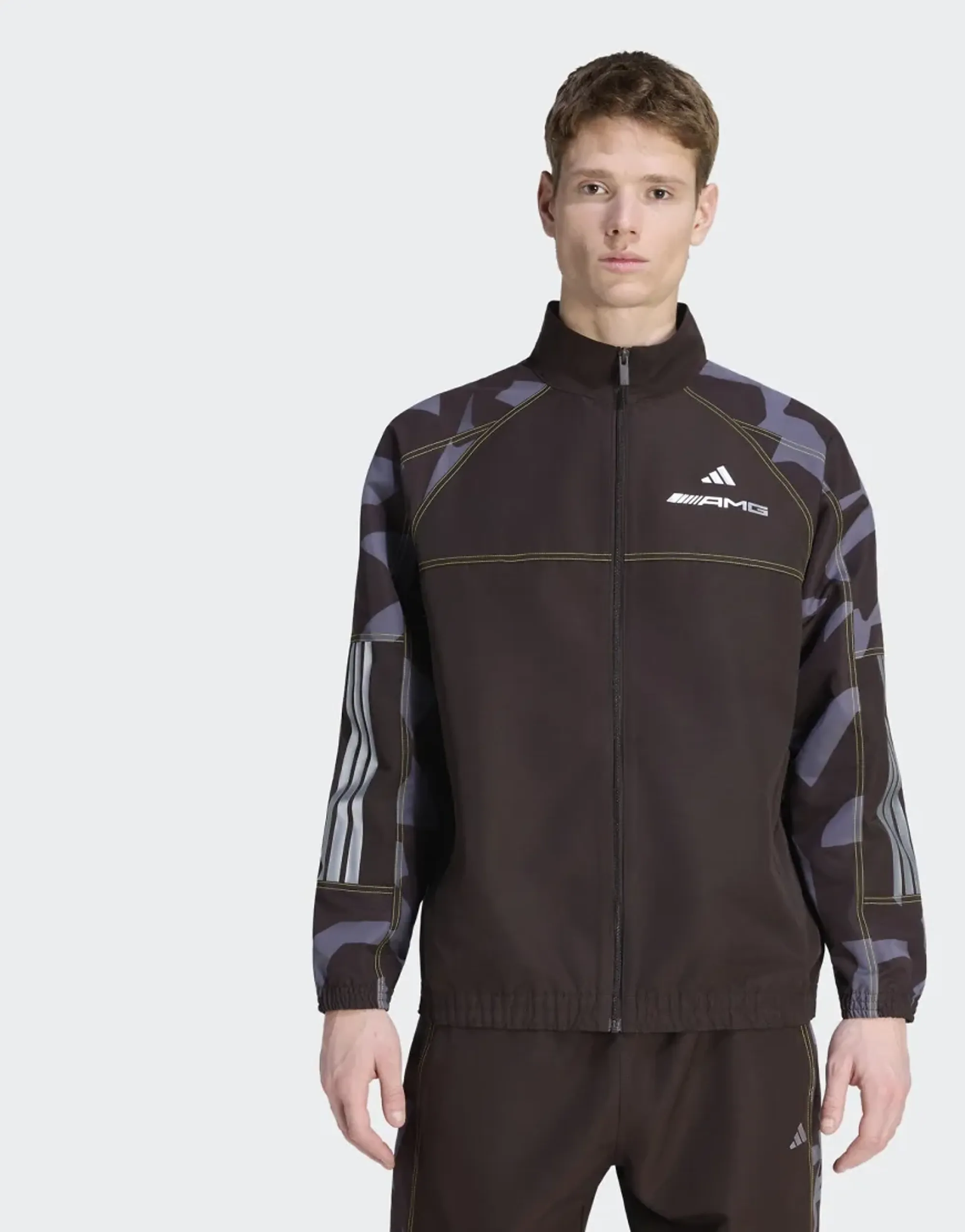 Adidas Performance Amg Camo Woven Track Jacket In Aurora Coffee / Aurora Onix-Brown