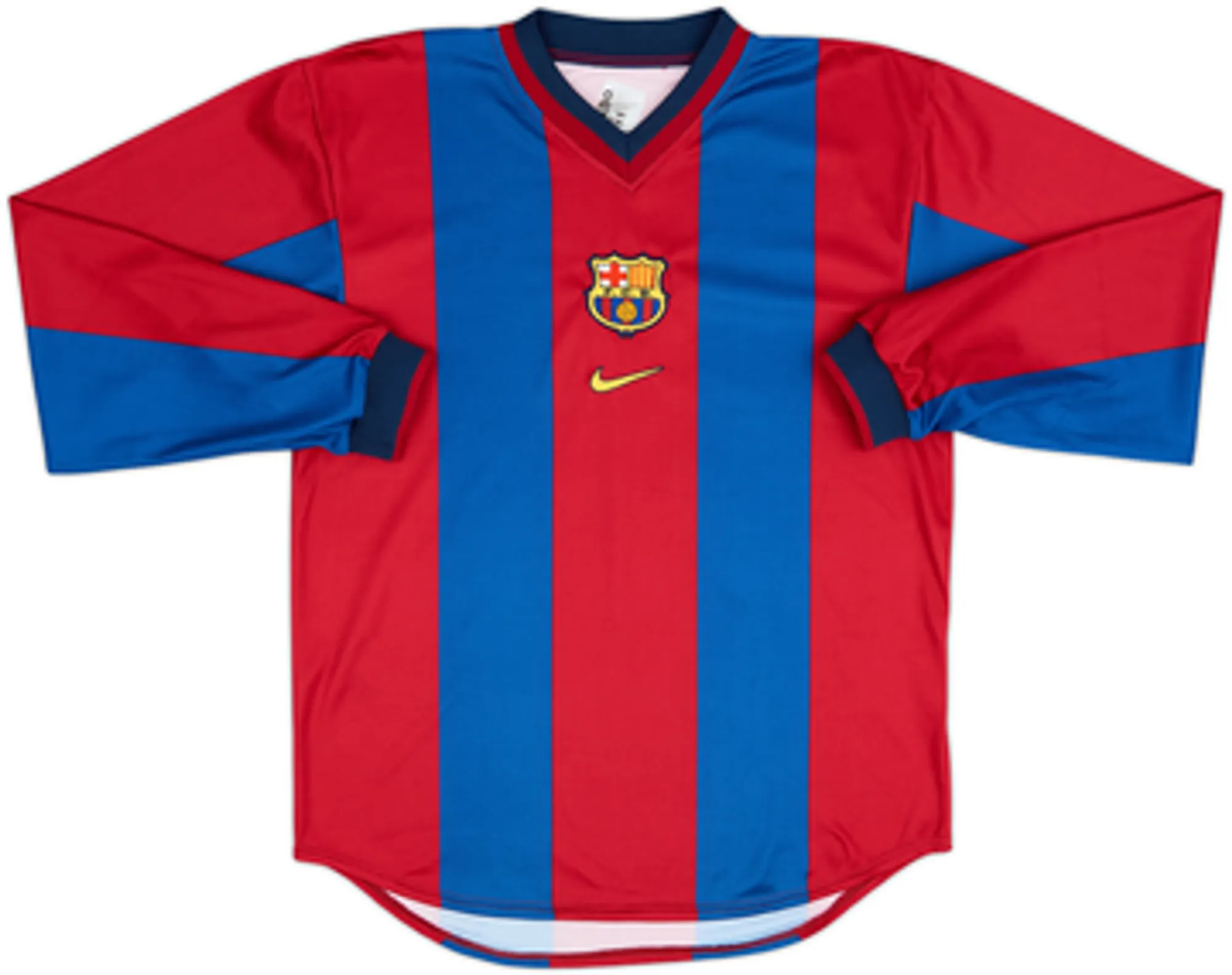 1998-00 Barcelona Home L/S Shirt Rivaldo #11 - 8/10 - (XL.Boys)