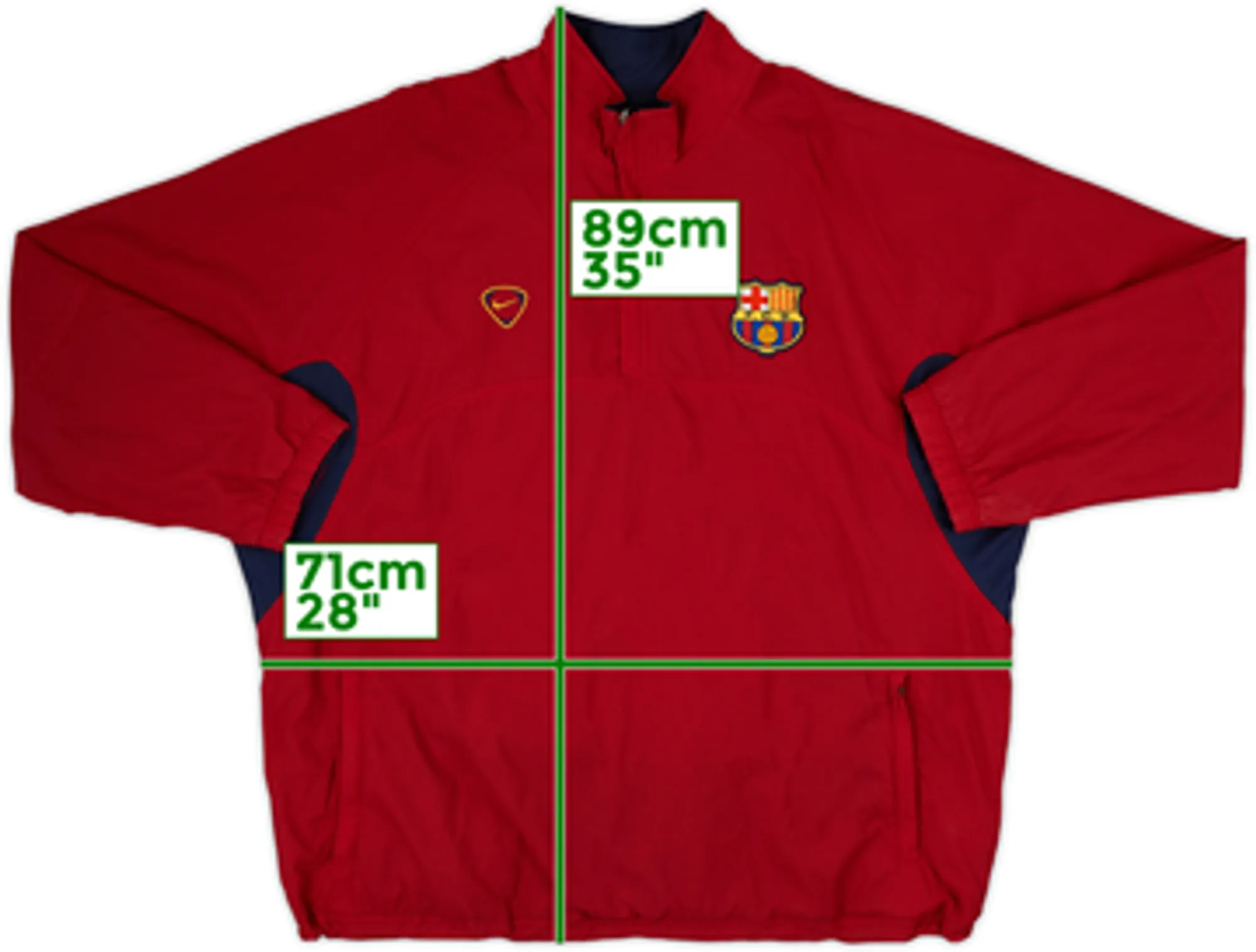 2000-01 Barcelona Nike 1/4 Zip Reversible Drill Top - 8/10 - (XXL)