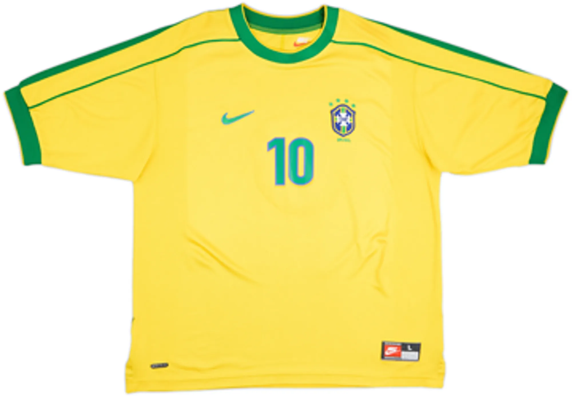 1998-00 Brazil Home Shirt Rivaldo #10 - 6/10 - (L)