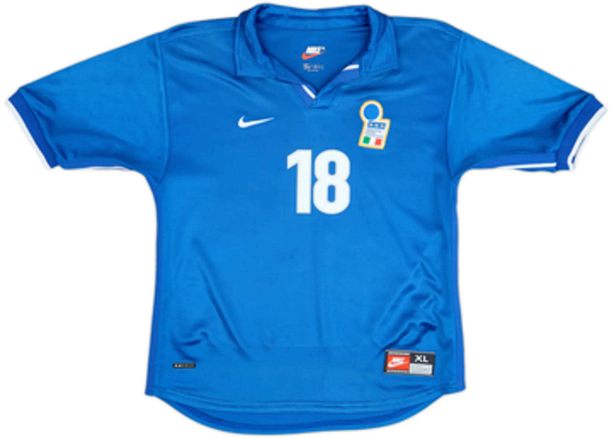 1997-98 Italy Home Shirt Baggio R.#18 - 7/10 - (XL.Boys)