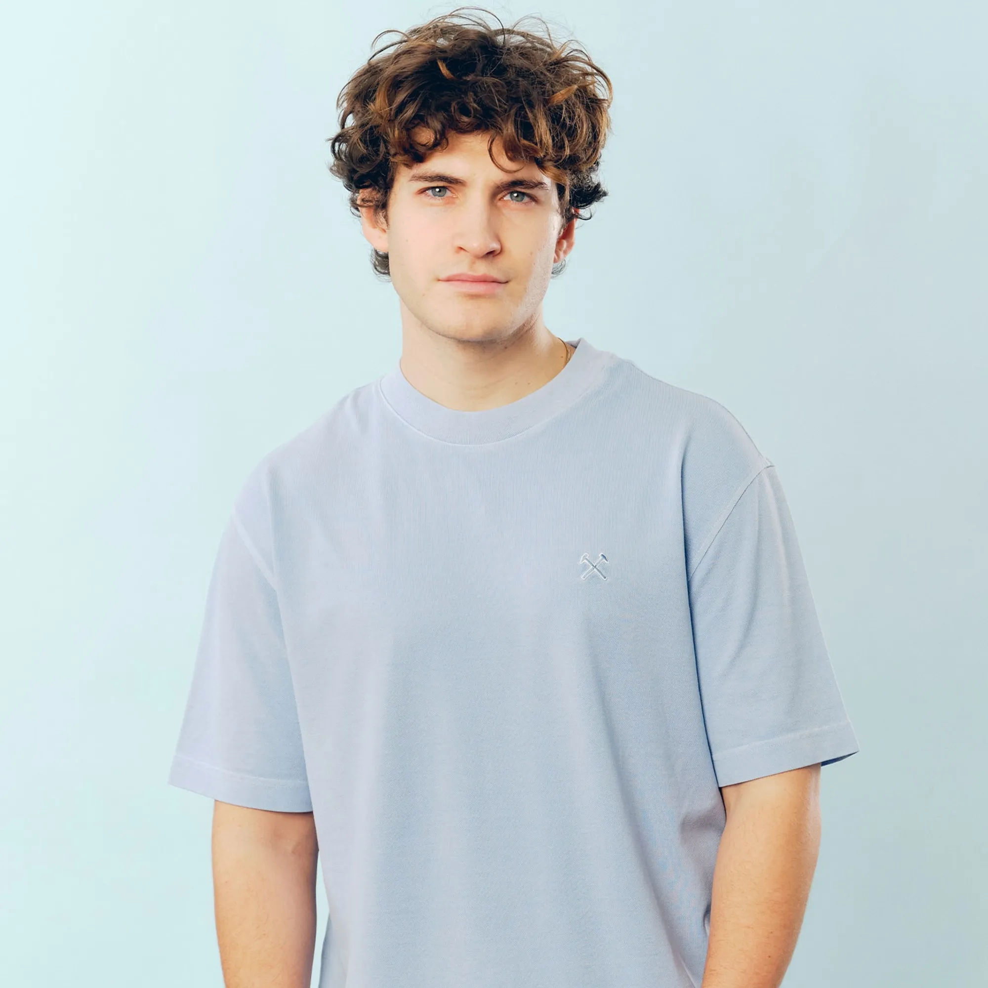 West Ham Blue Stone Wash Pique T-Shirt