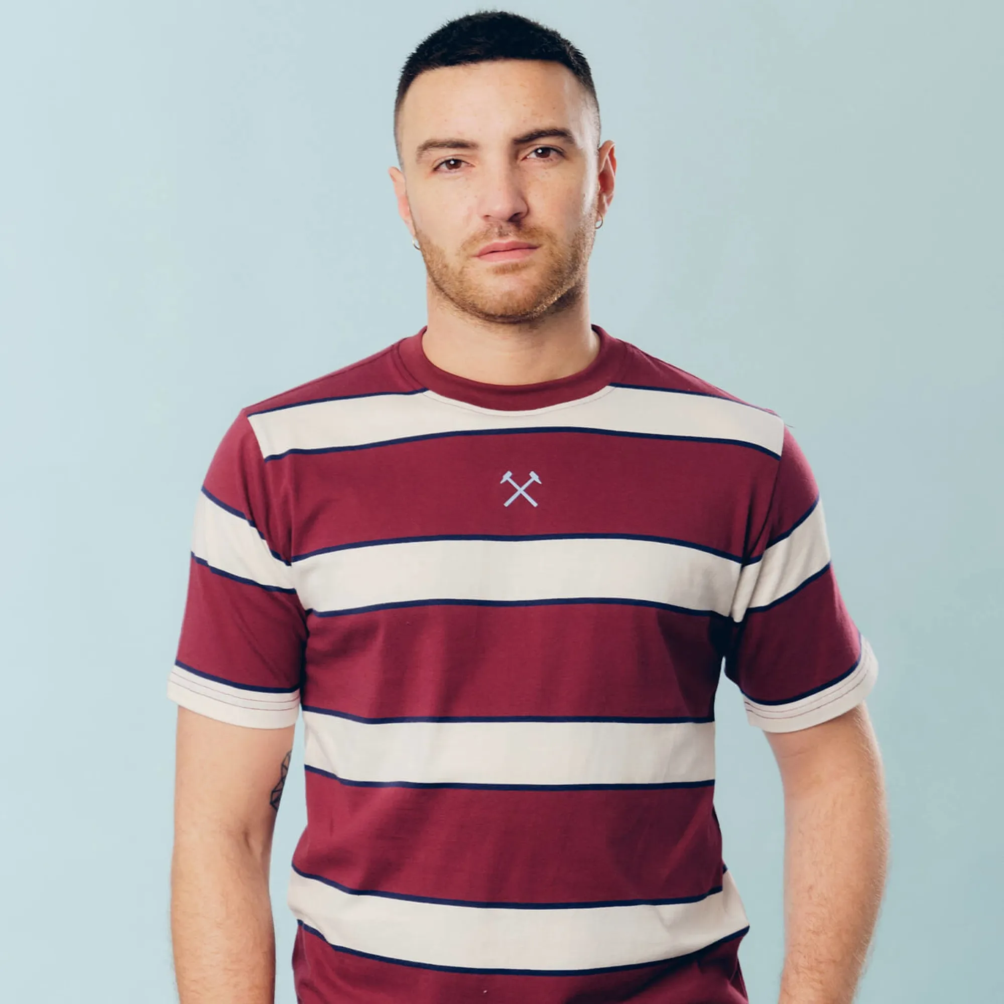 West Ham Claret Striped Hammers T-Shirt