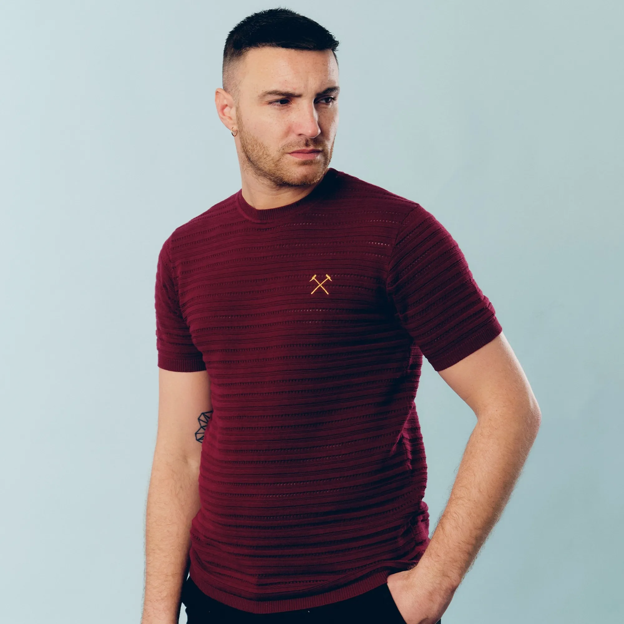 West Ham Claret Textured Knit T-Shirt