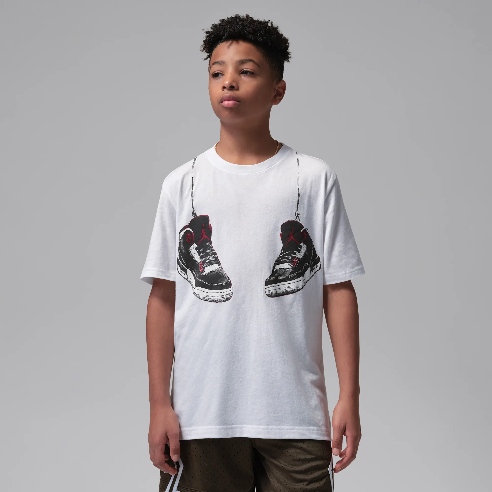 Nike Jordan Older Kids' Hanging AJ3 T-Shirt - White