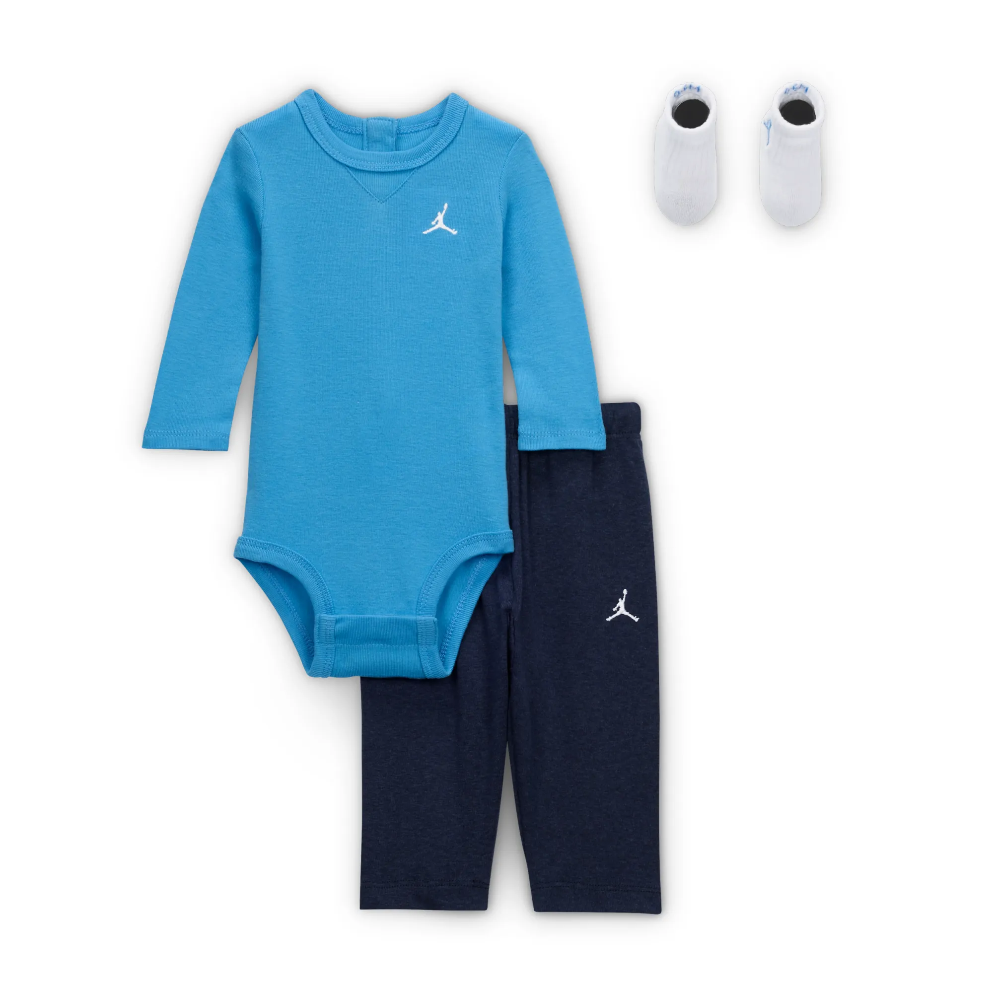 Nike Jordan Baby Essentials Long-Sleeve Bodysuit Boxed Set - Blue - Cotton