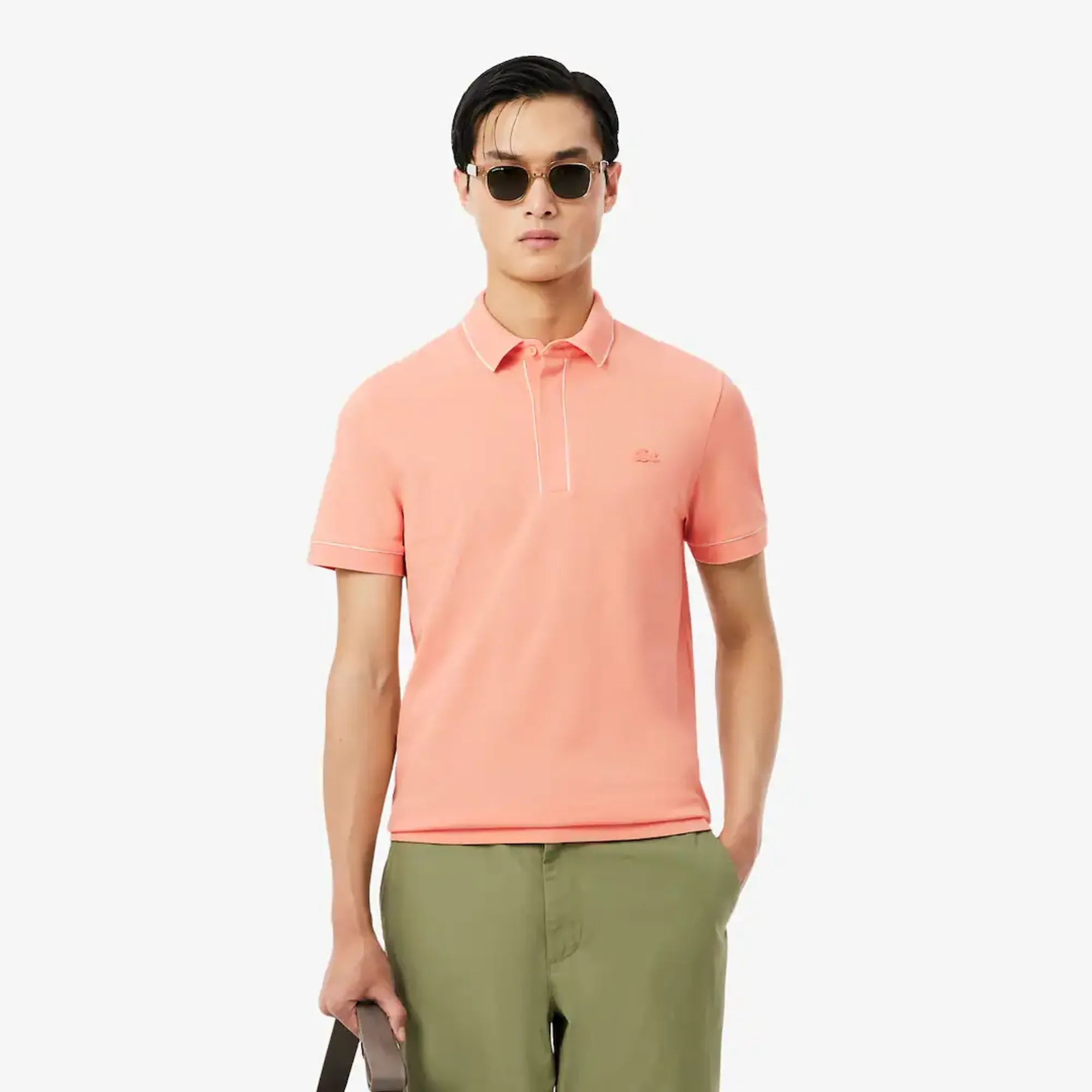 Lacoste Regular Fit Paris Stretch Piqué Polo Shirt - Coral Pink