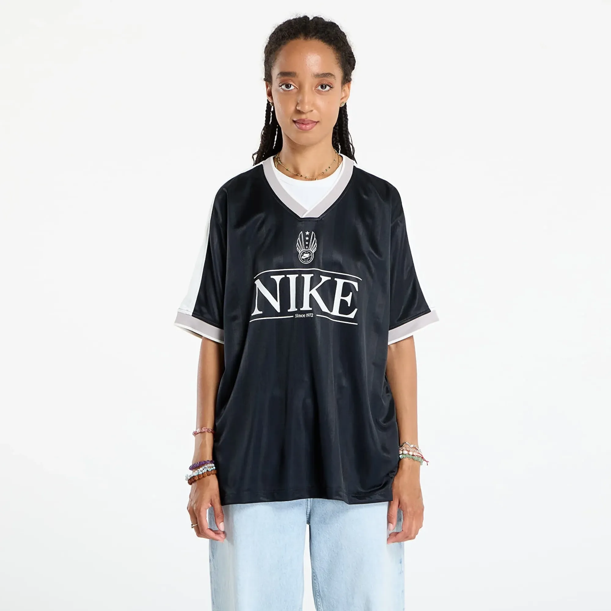 T-Shirt Nike Sportswear Women's V-Neck Jersey Top Black/ Sail/ College Grey/ Sail Xl