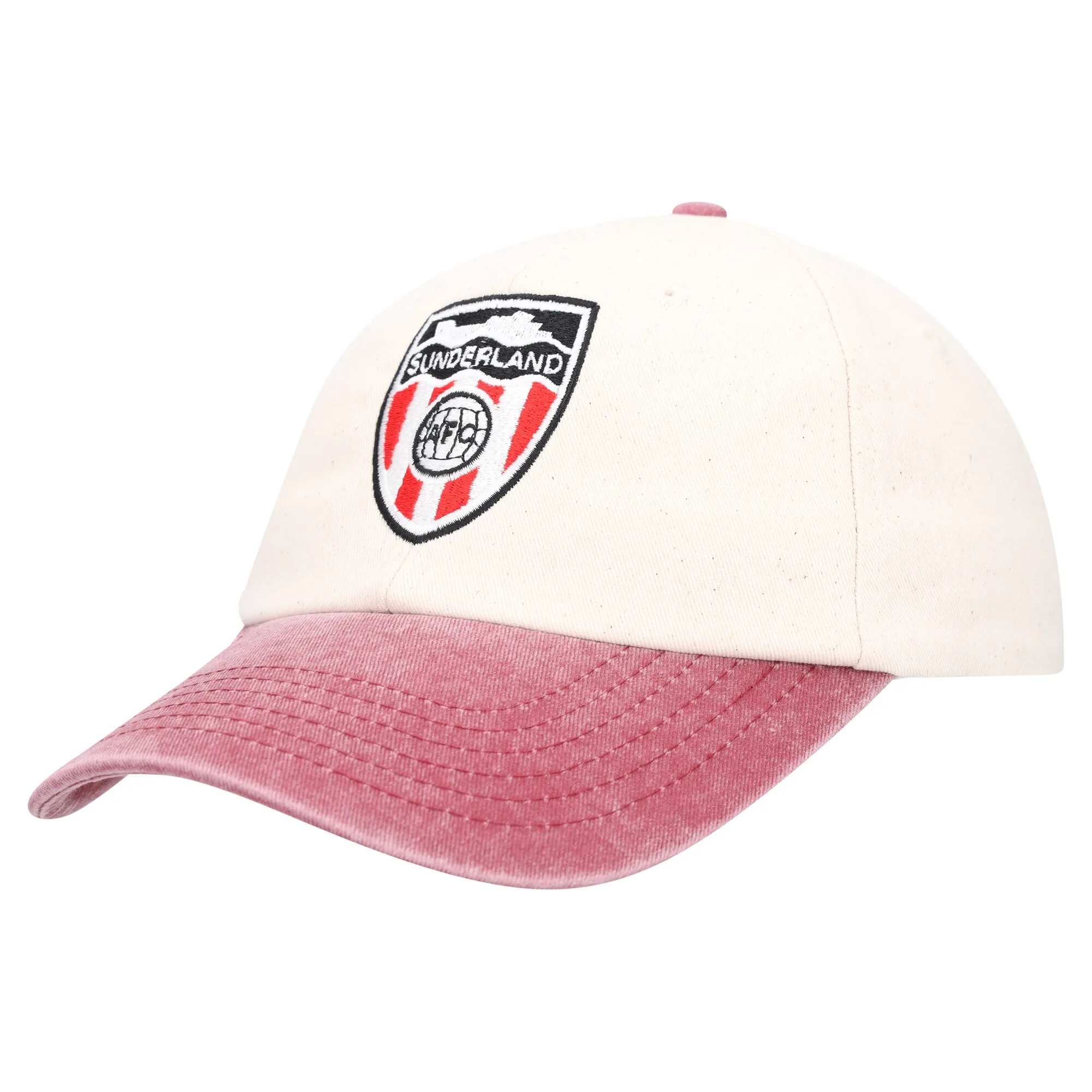 Sunderland Contrast Peak Unstructured Vintage Cap - Natural/Red - Unisex