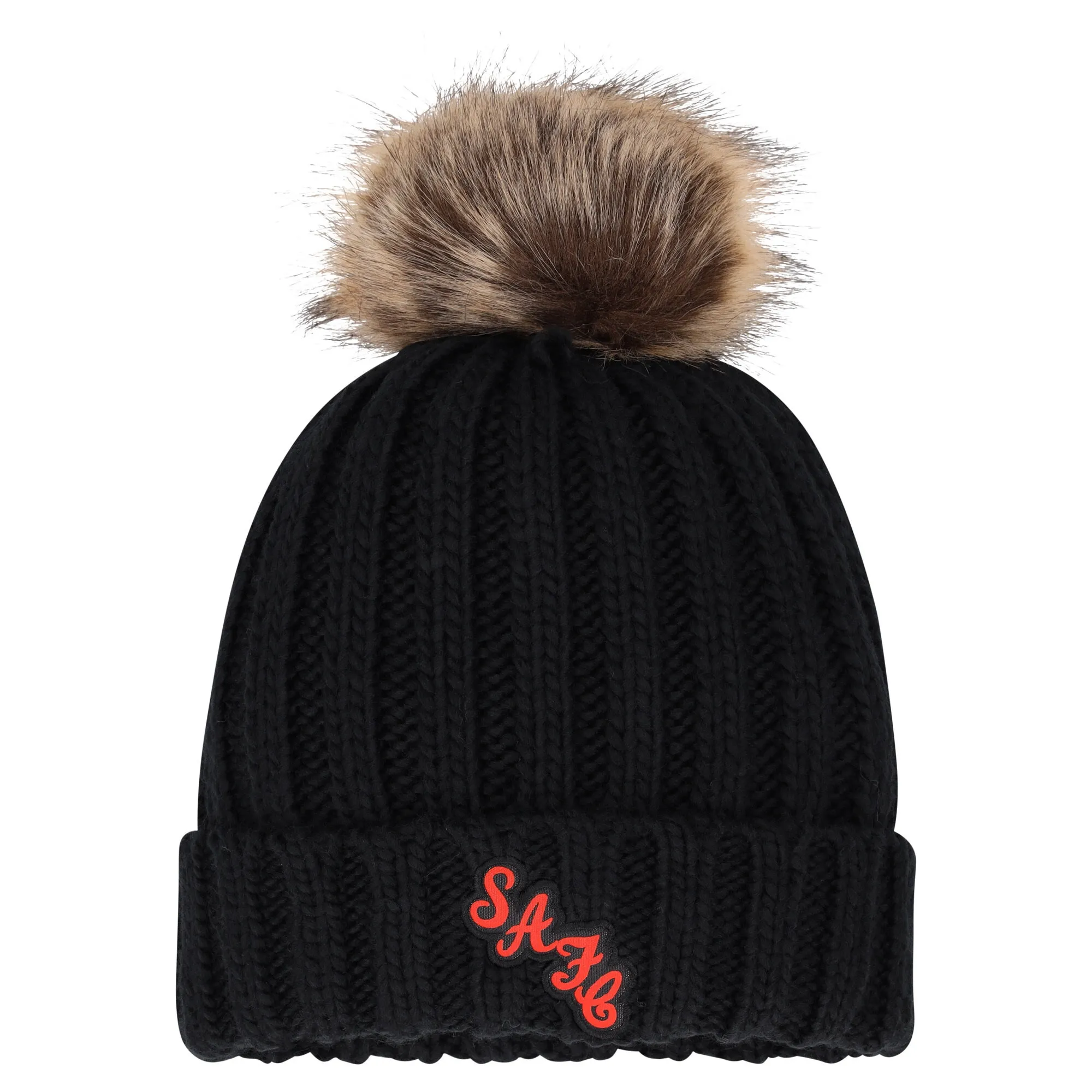 Sunderland Knitted Faux Fur Pom Beanie - Black - Unisex