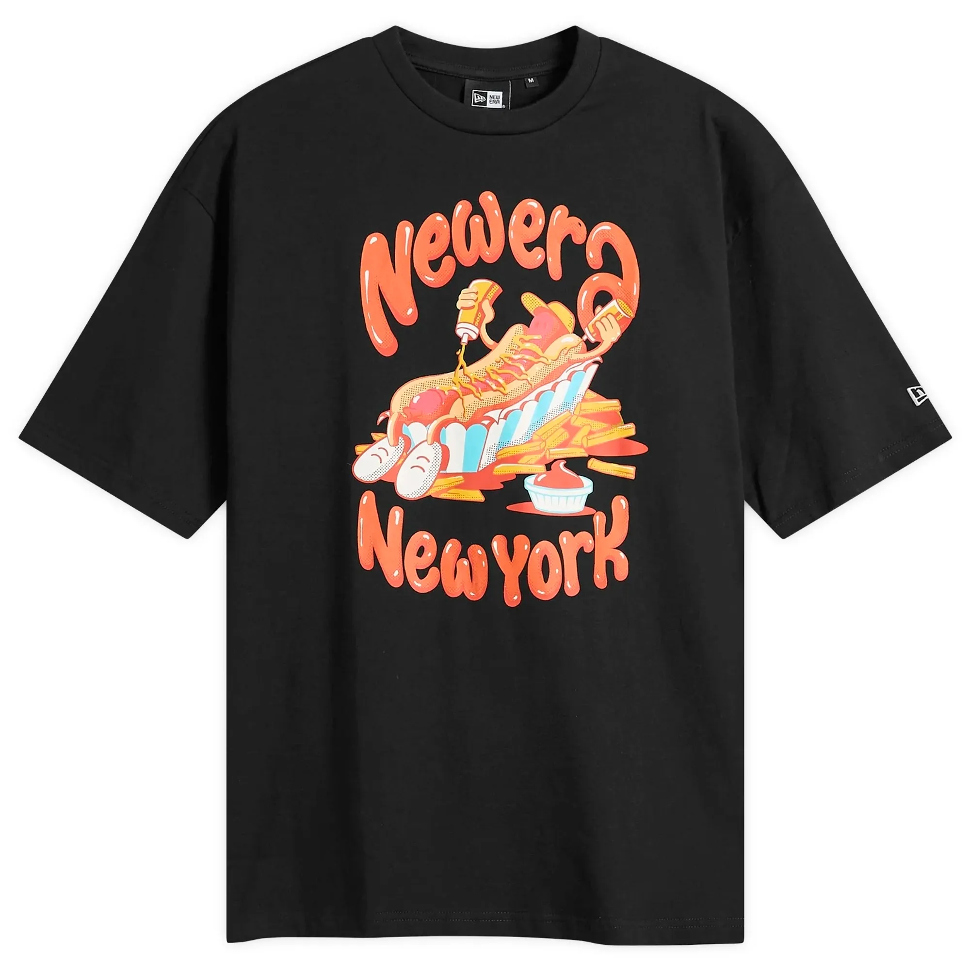 New Era Men's Hot Dog Graphic T-Shirt Black
