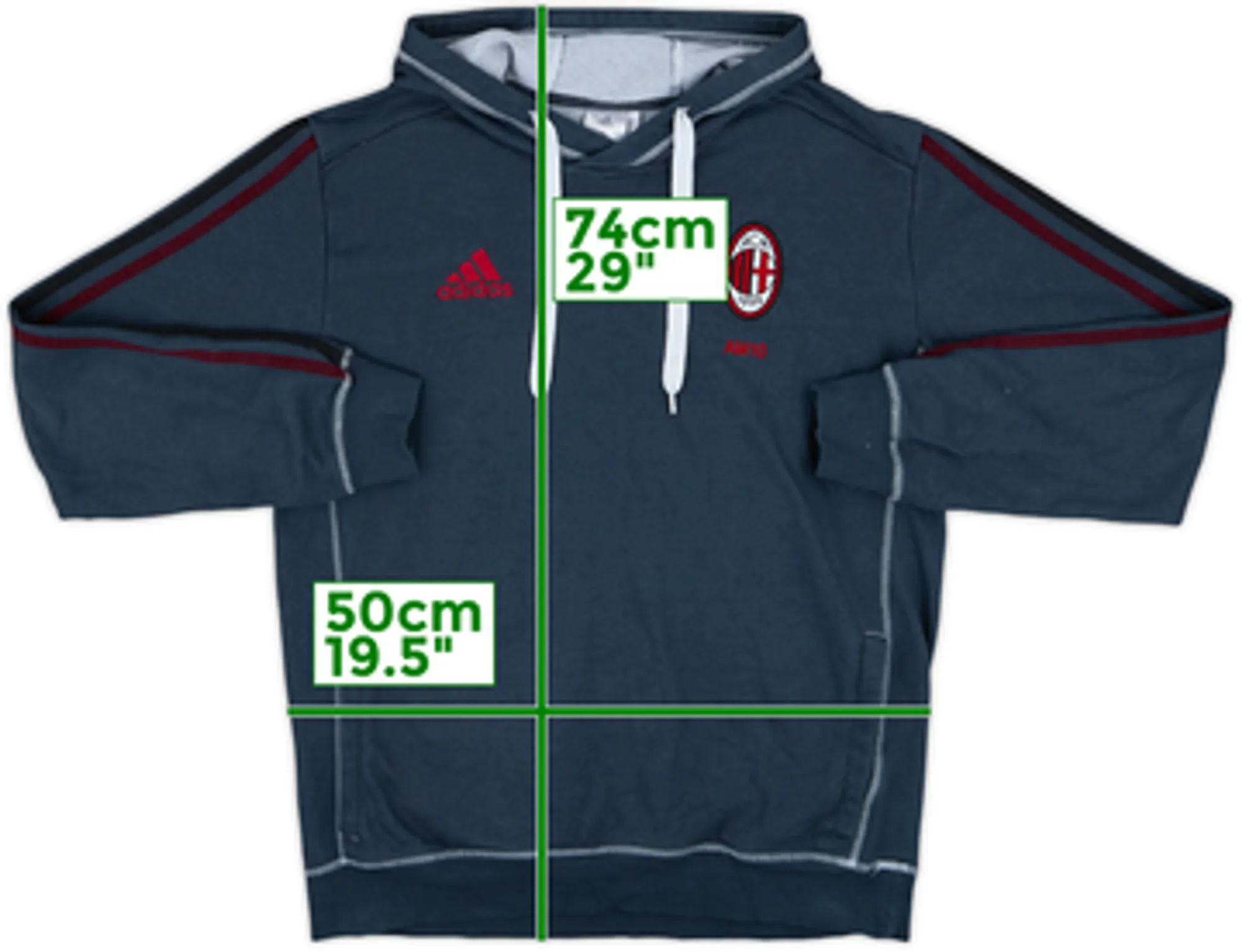 2017-18 AC Milan adidas Hooded Sweat Top - 8/10 - (L)