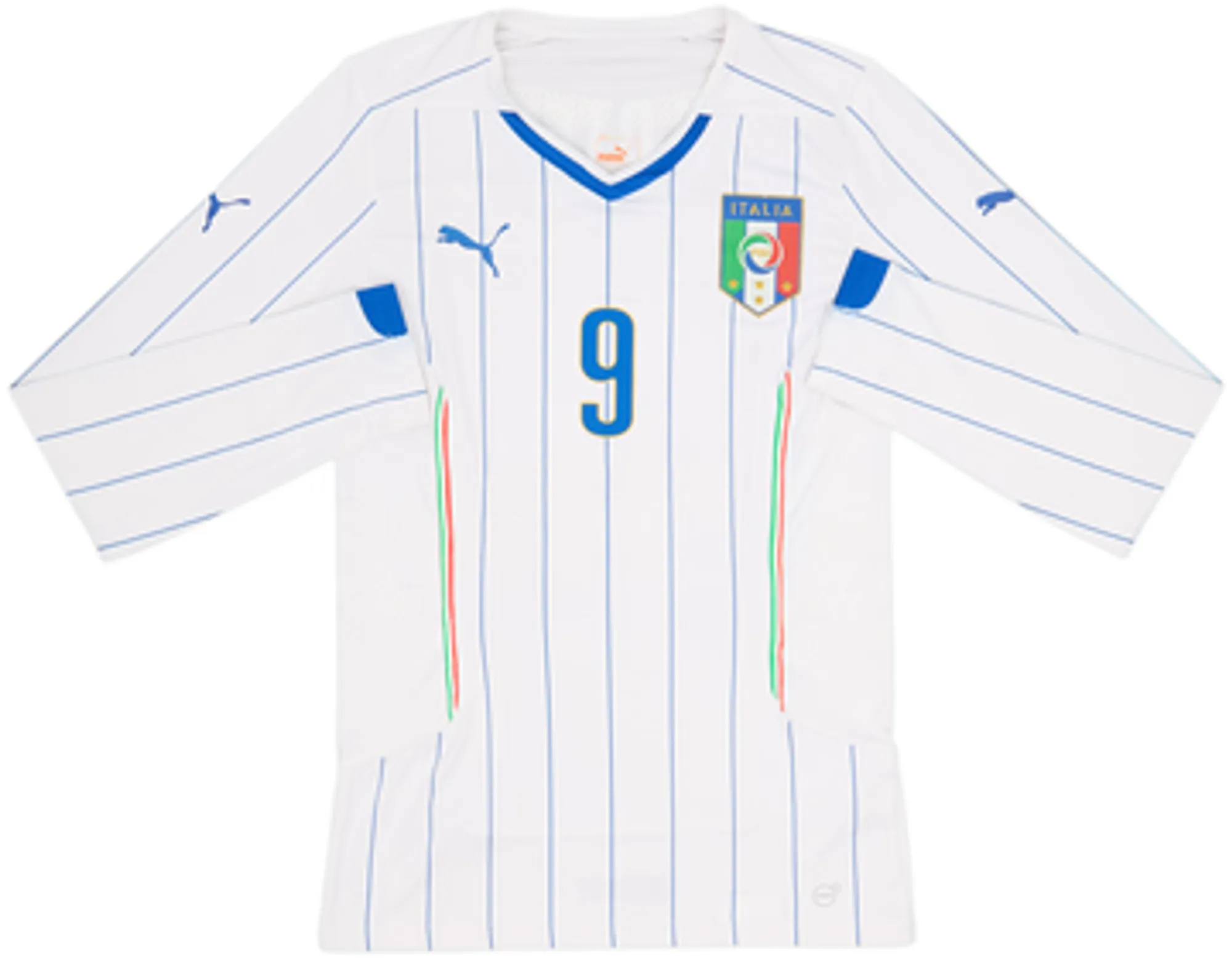 2014-15 Italy Player Issue (ACTV Fit) Away L/S Shirt Balotelli #9 - 8/10 - (XL)
