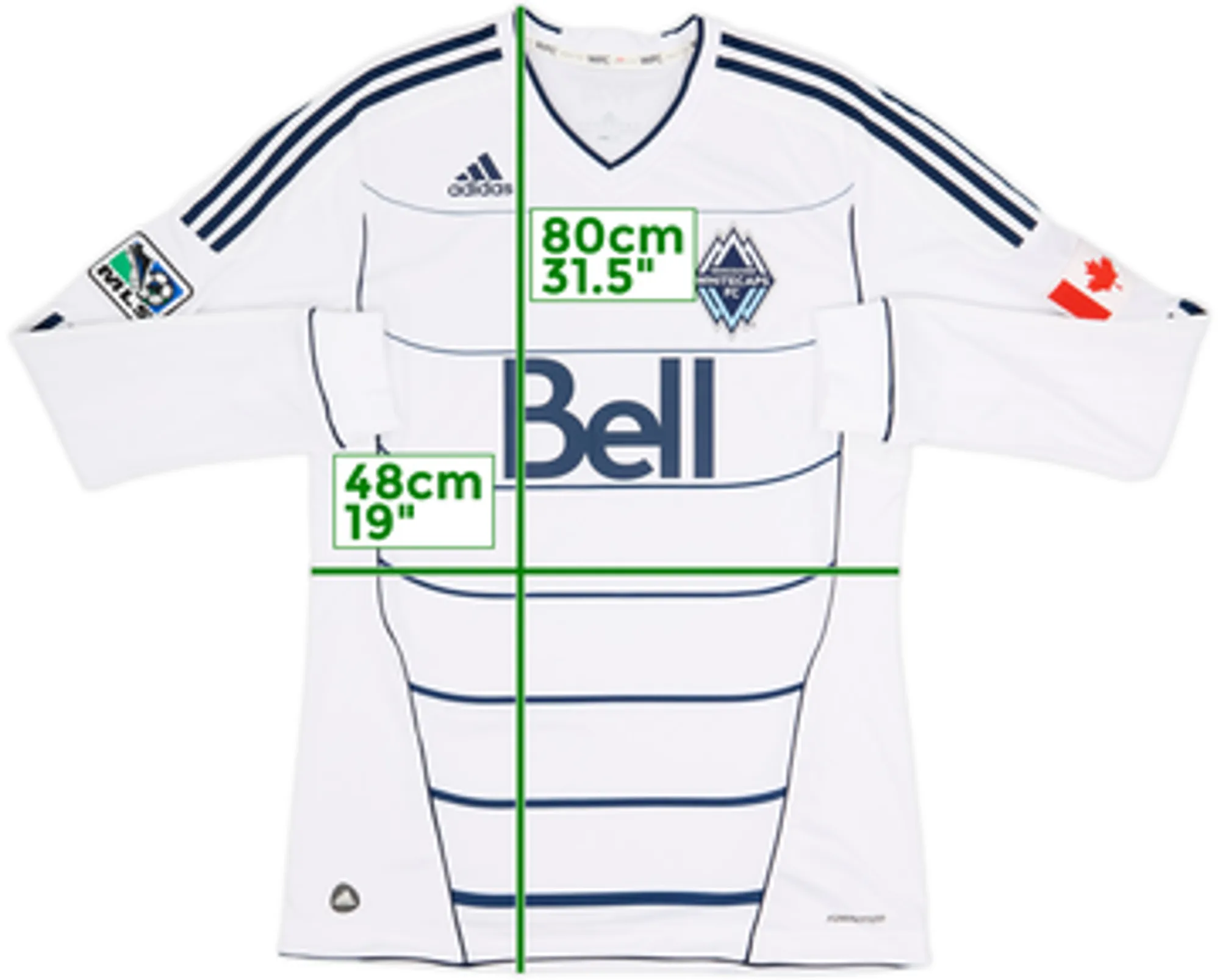 2012 Vancouver Whitecaps Authentic Home L/S Shirt - 9/10 - (L)