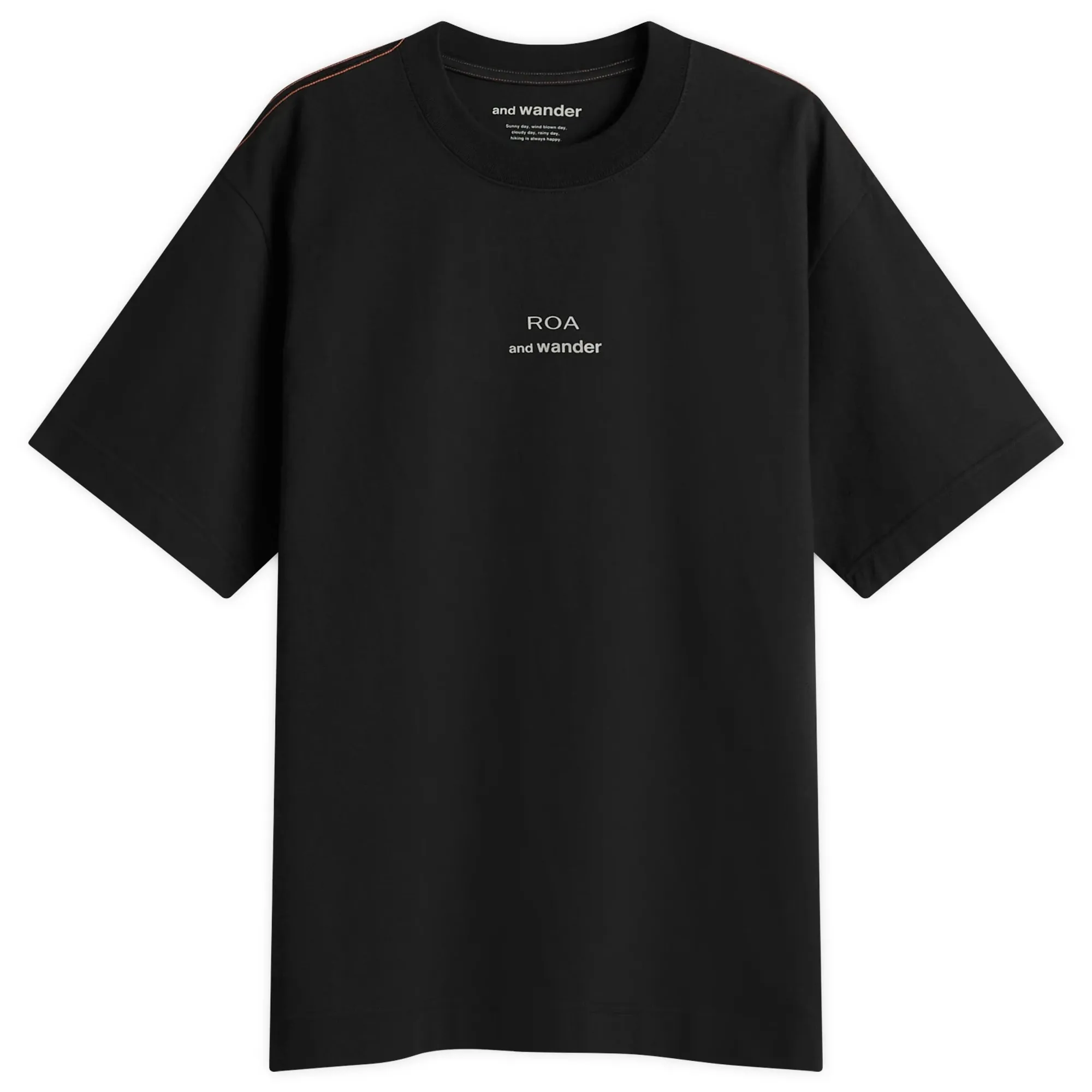 and wander Men's x ROA Logo Printed T-Shirt Black