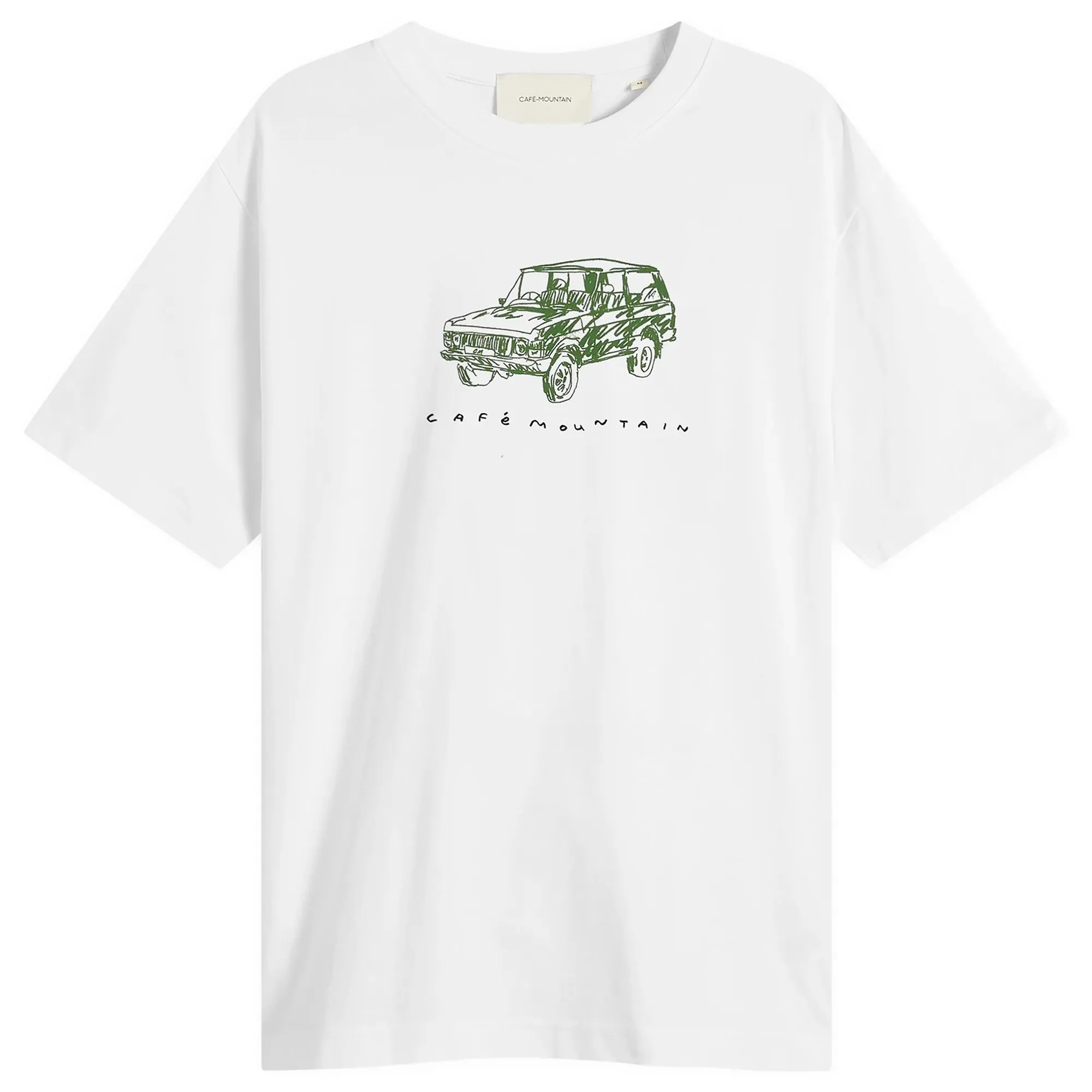 Café Mountain Men's Scrrible Rangey T-Shirt Natural/Ivy Green