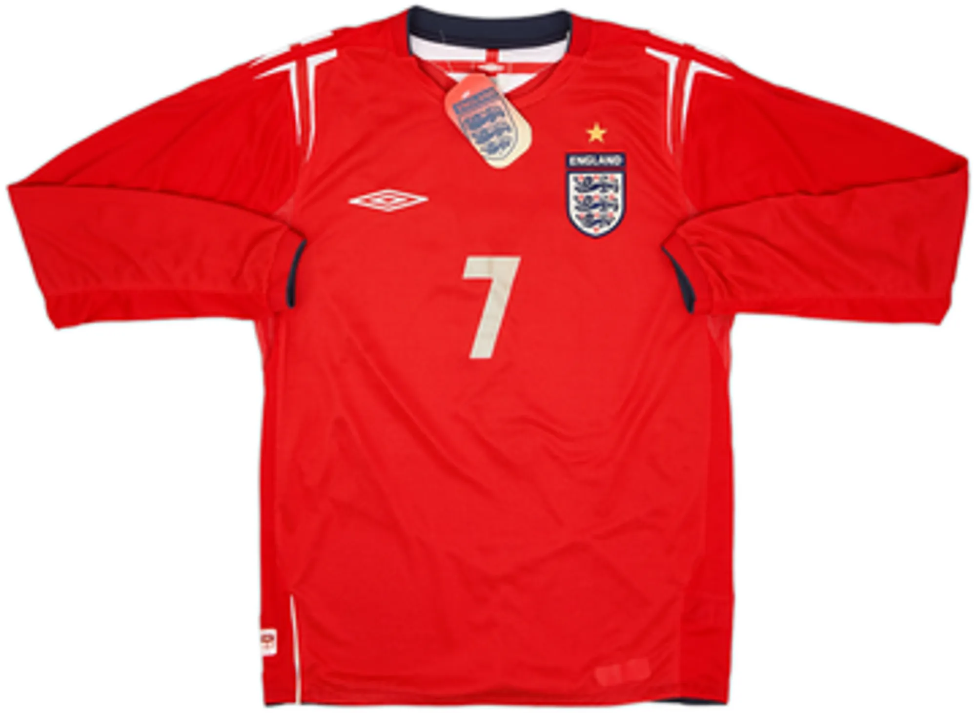2004-06 England Away L/S Shirt Beckham #7 (S)