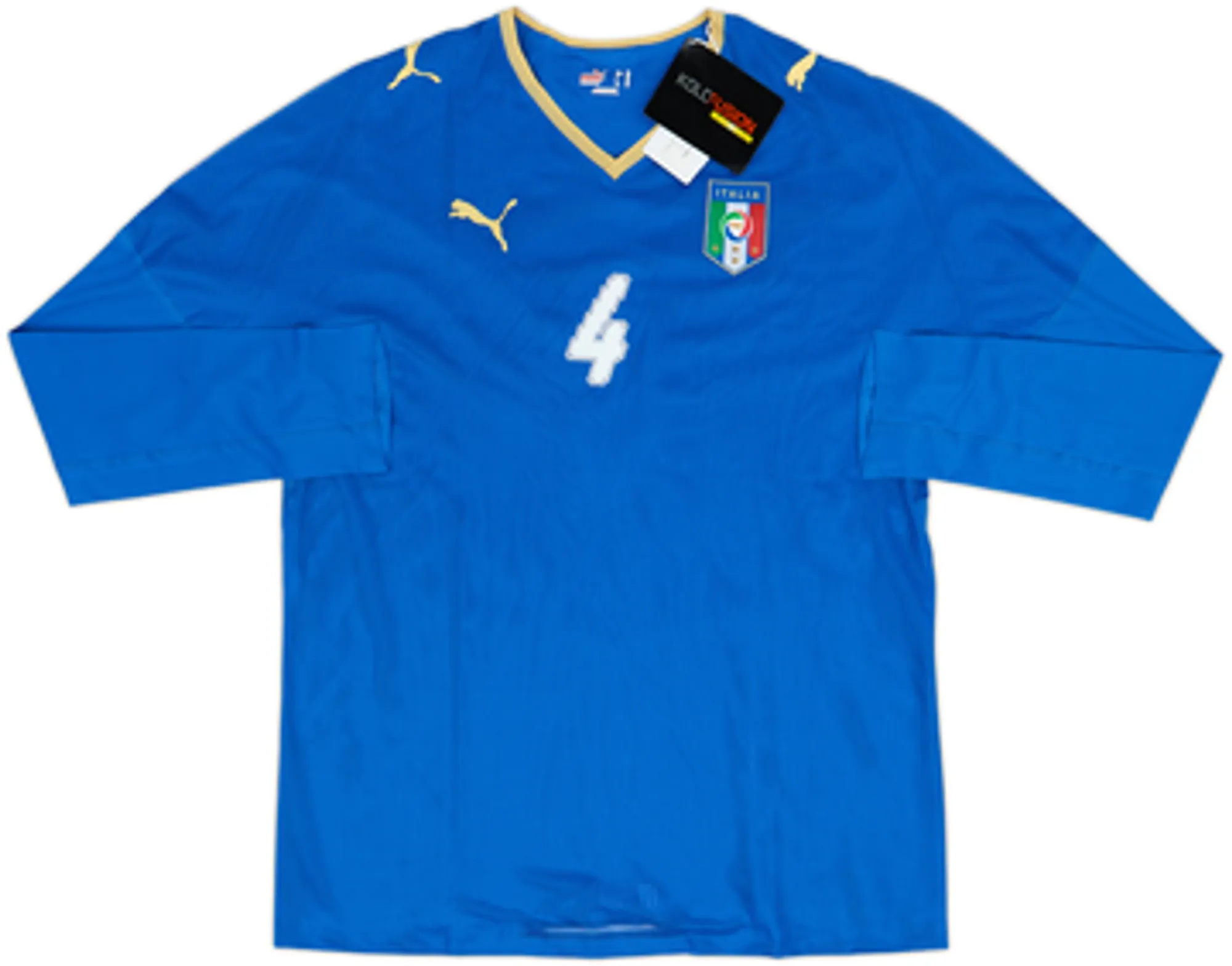 2007-08 Italy Player Issue Home L/S Shirt Chiellini #4 (XL)