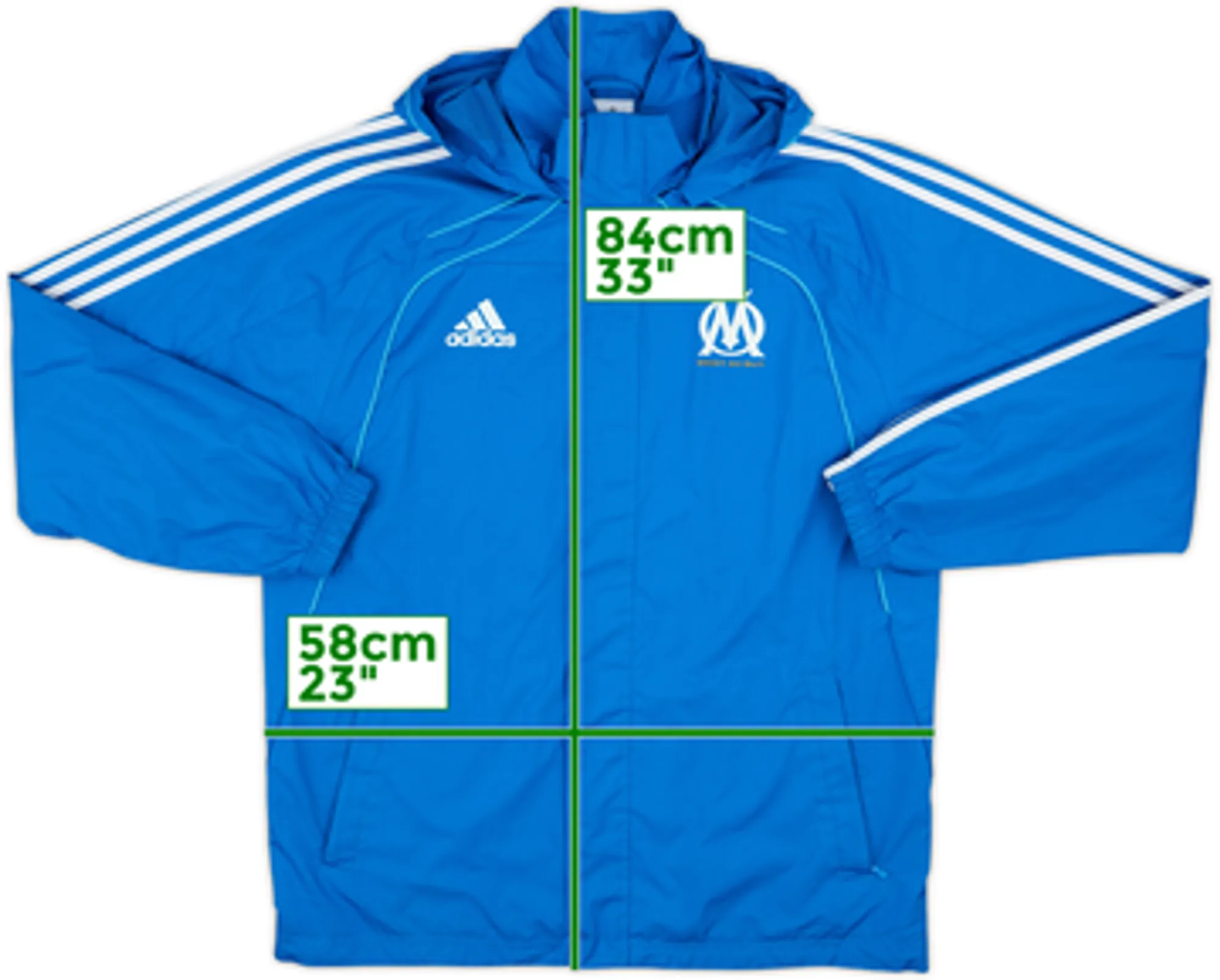 2010-11 Olympique Marseille adidas Hooded Rain Jacket - 8/10 - (M/L)