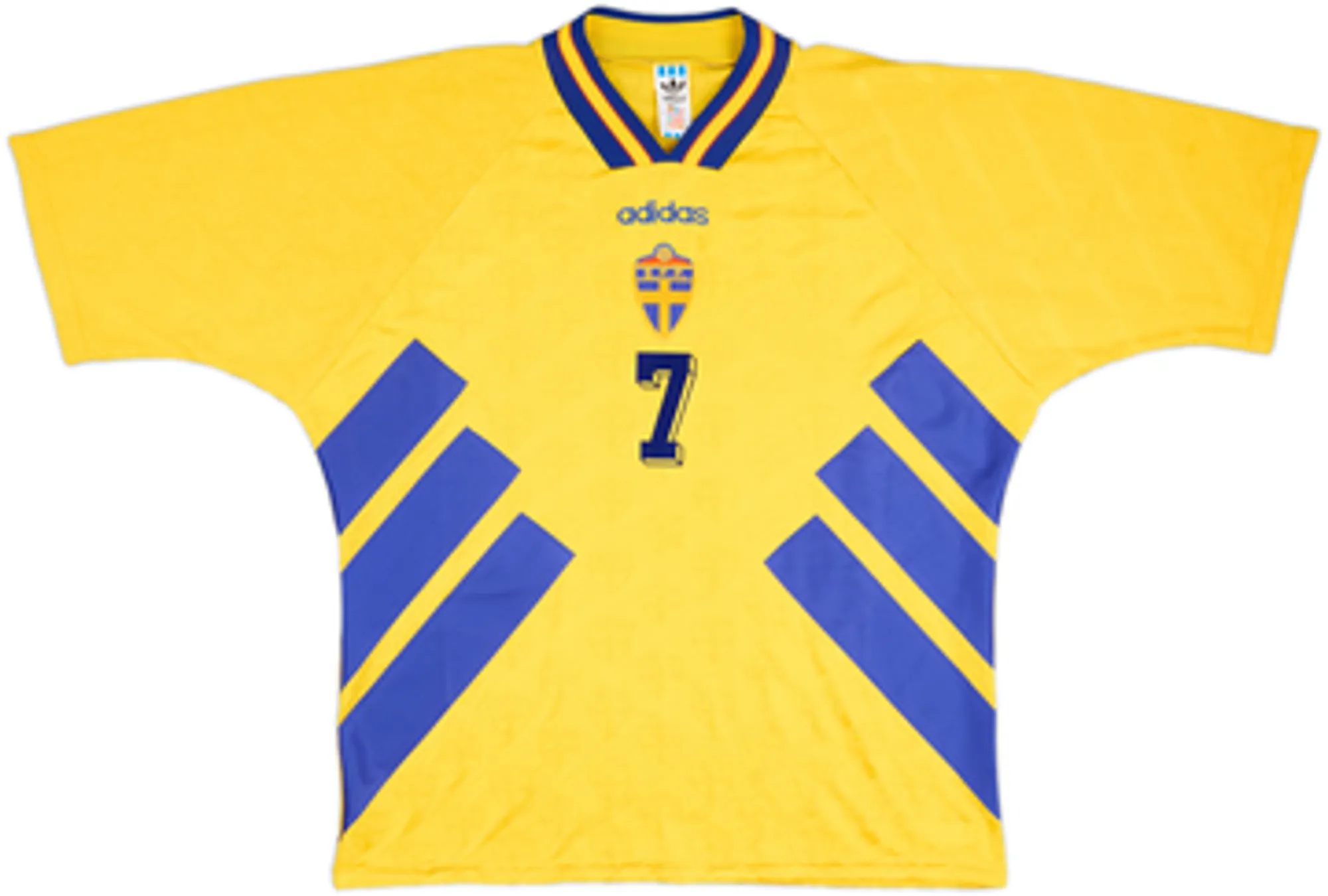 1994-96 Sweden Home Shirt Larsson #7 - 7/10 - (XL)