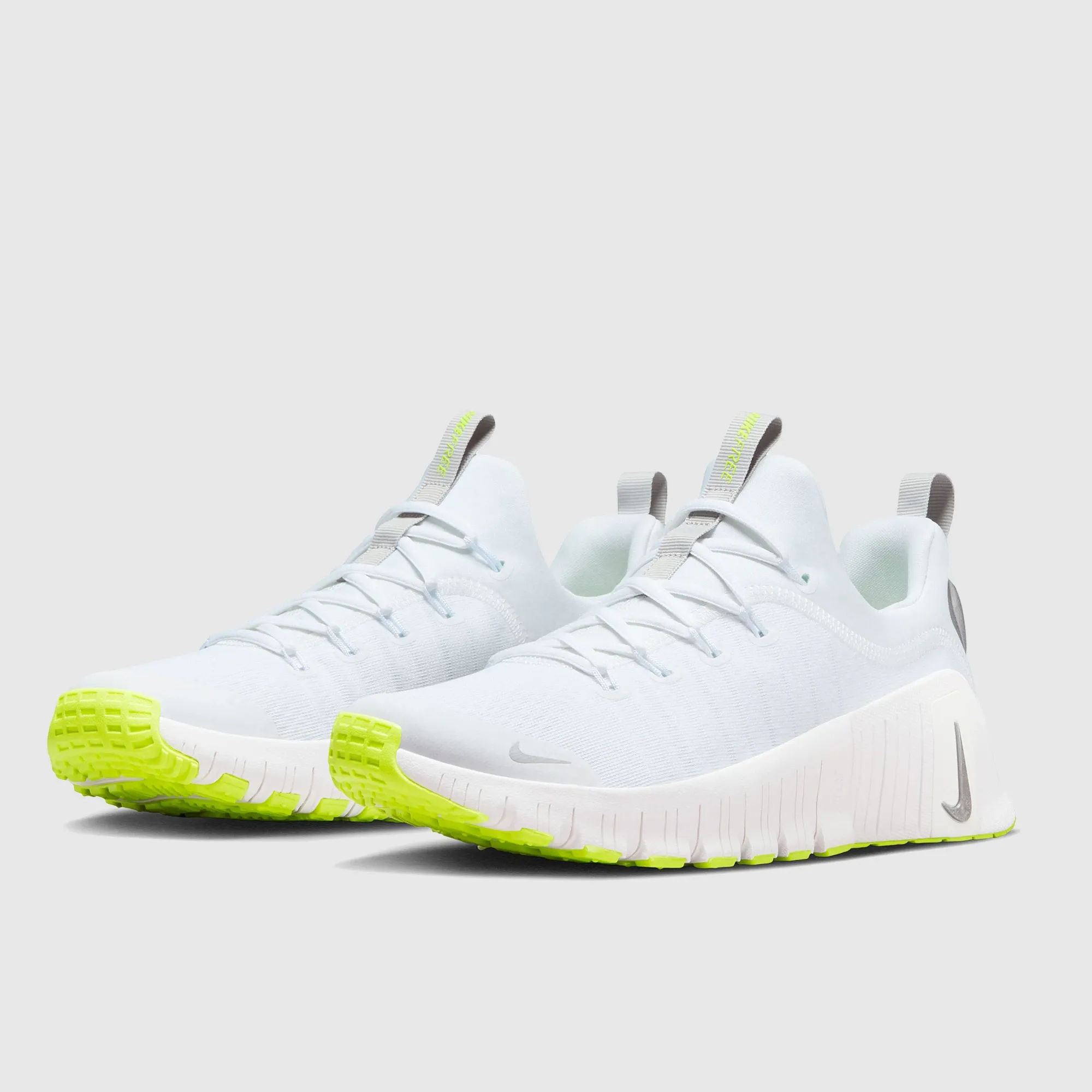 Nike Womens Free Metcon 6 White Mtlc Silver Volt