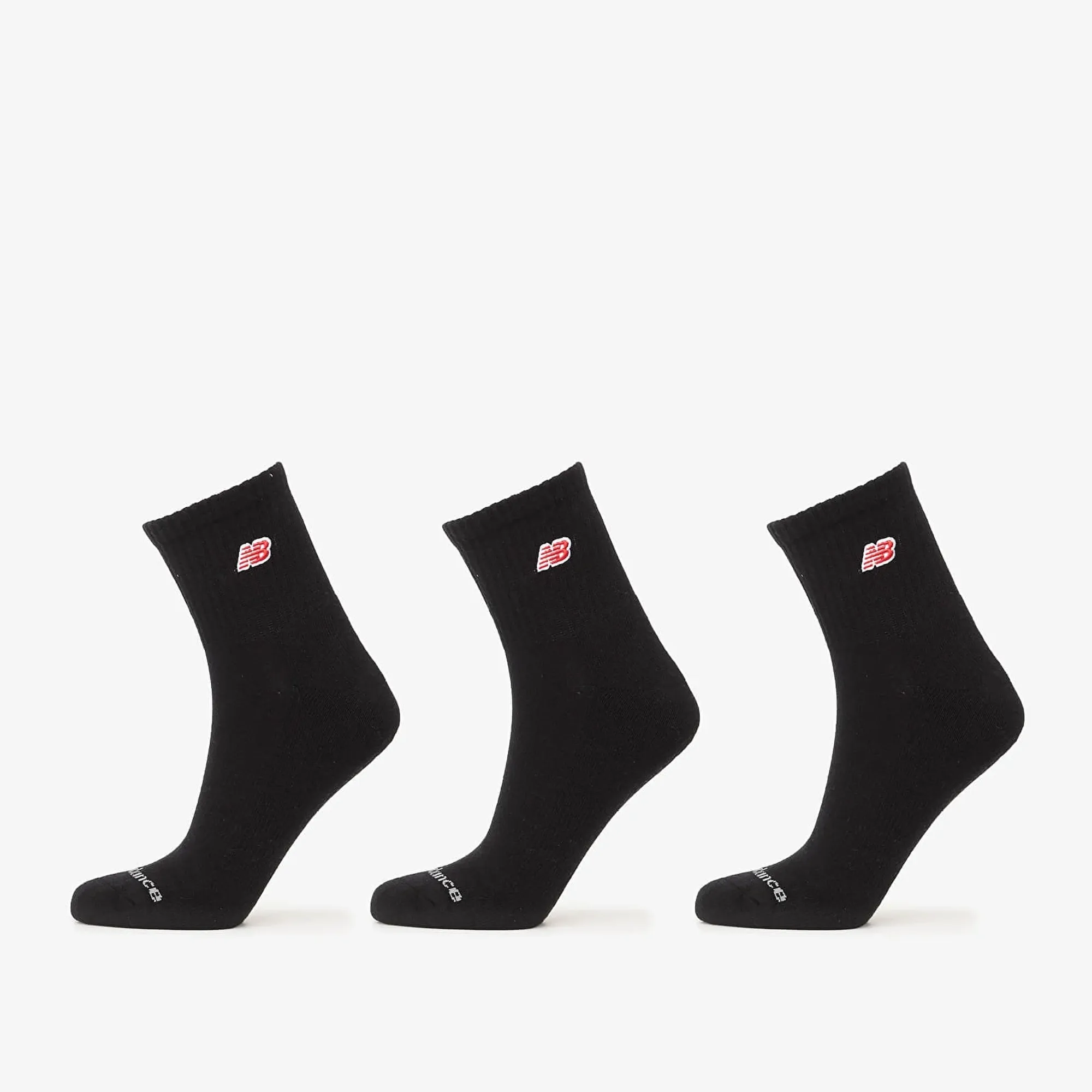 New Balance Red Patch Logo Ankle 3-Pack Black M