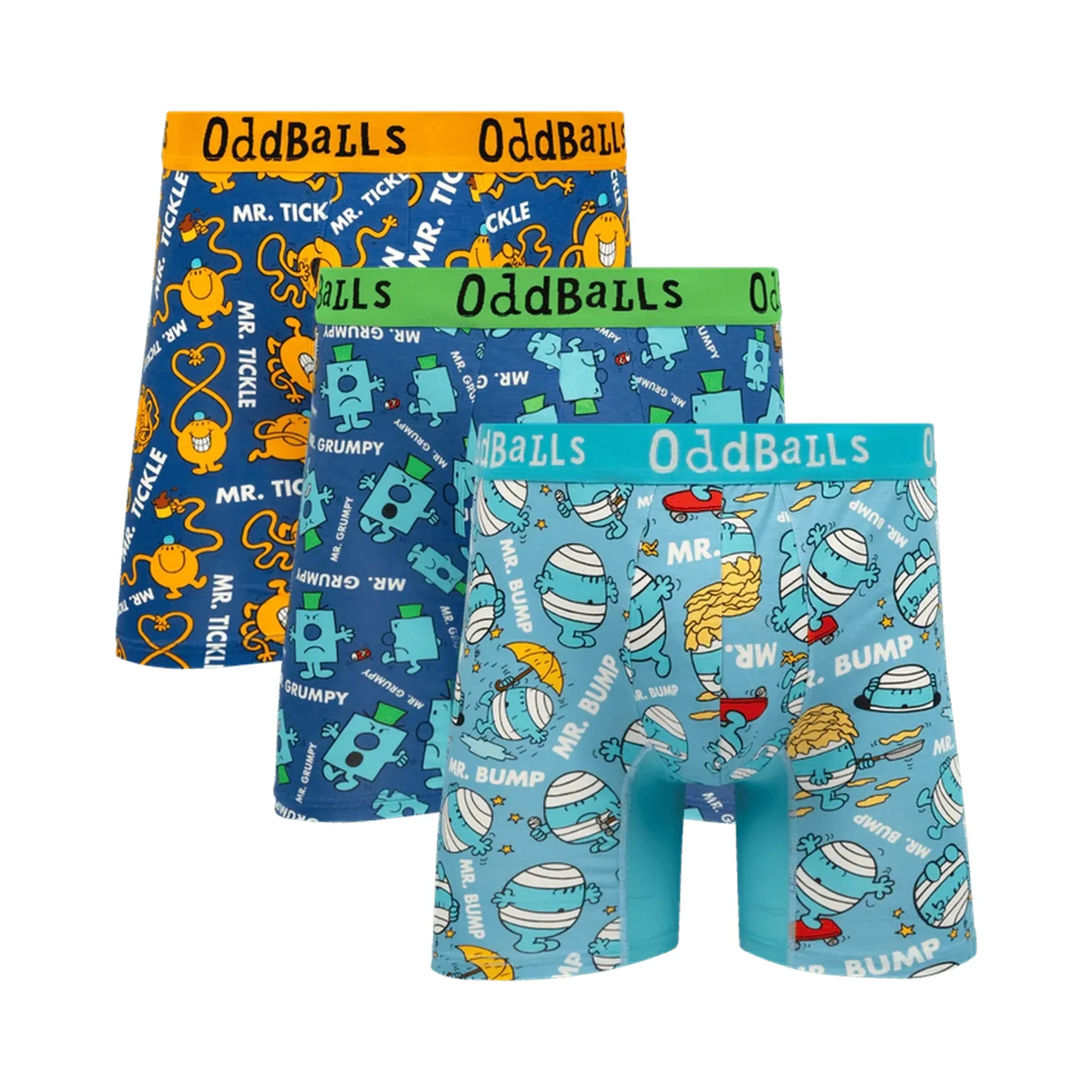 Mr Men Trio - Mens Bamboo Boxer Shorts 3 Pack