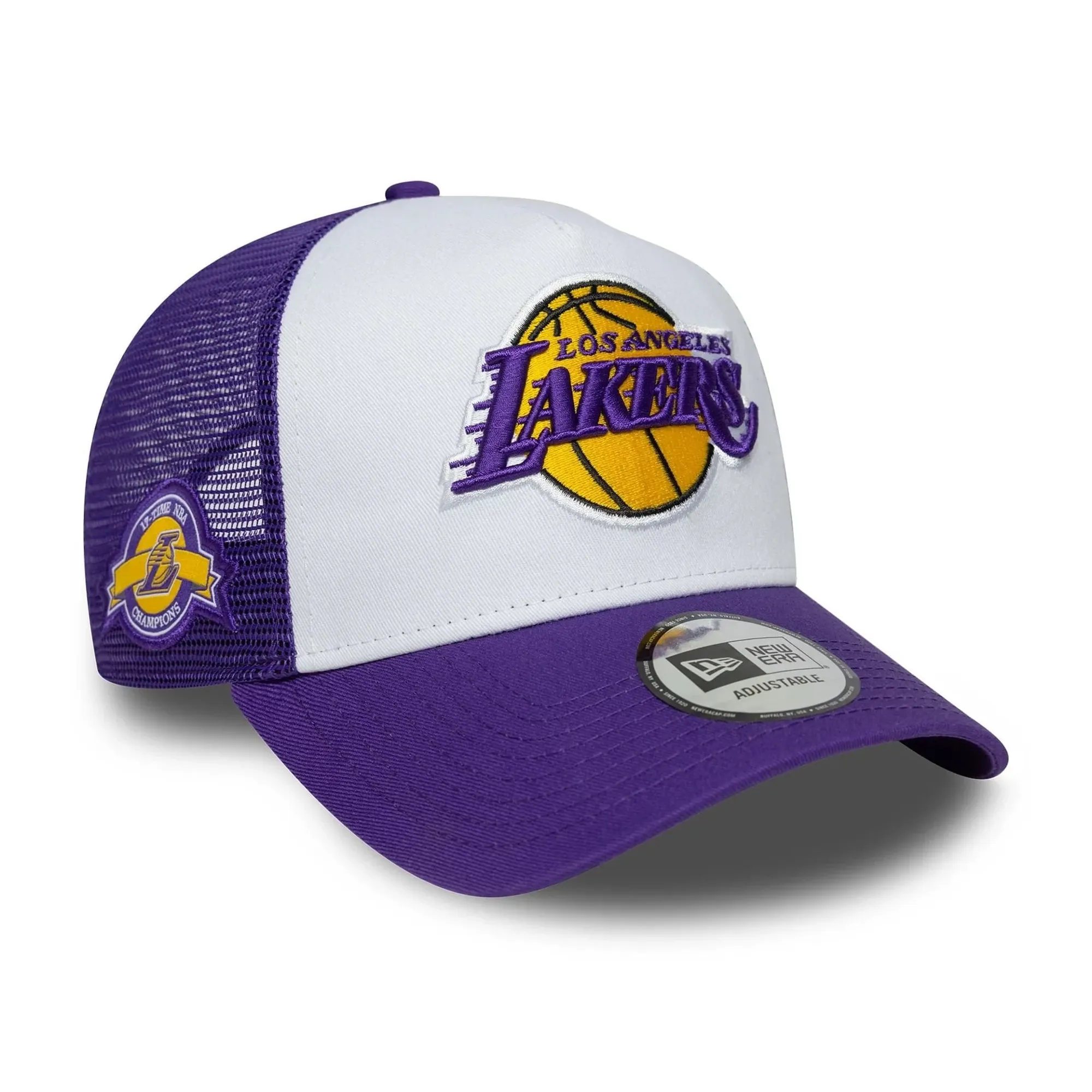 LA Lakers NBA Side Patch Purple 9FORTY A-Frame Trucker Adjustable Cap New Era Cap adult unisex