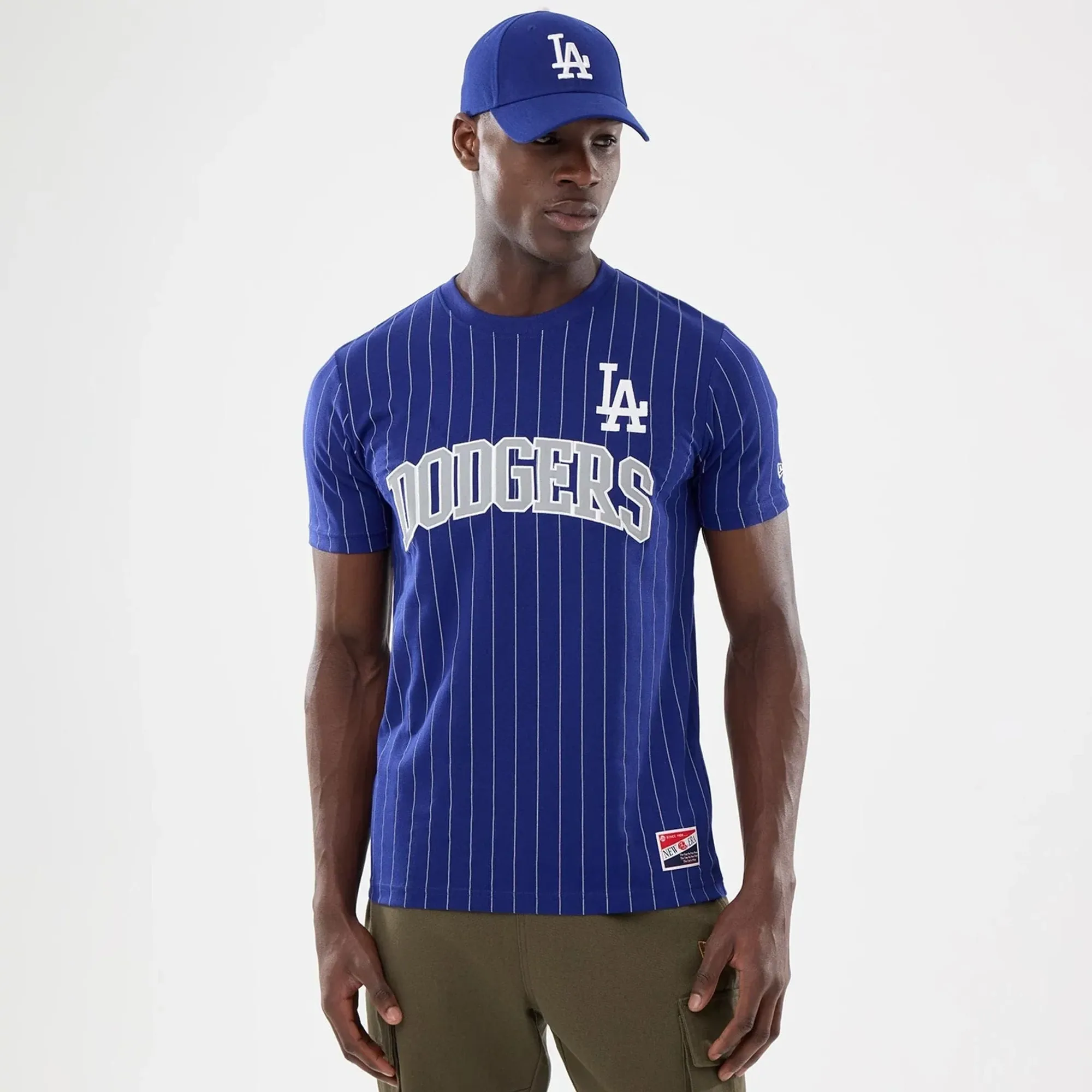 LA Dodgers MLB Pinstripe Dark Blue T-Shirt New Era Cap adult unisex