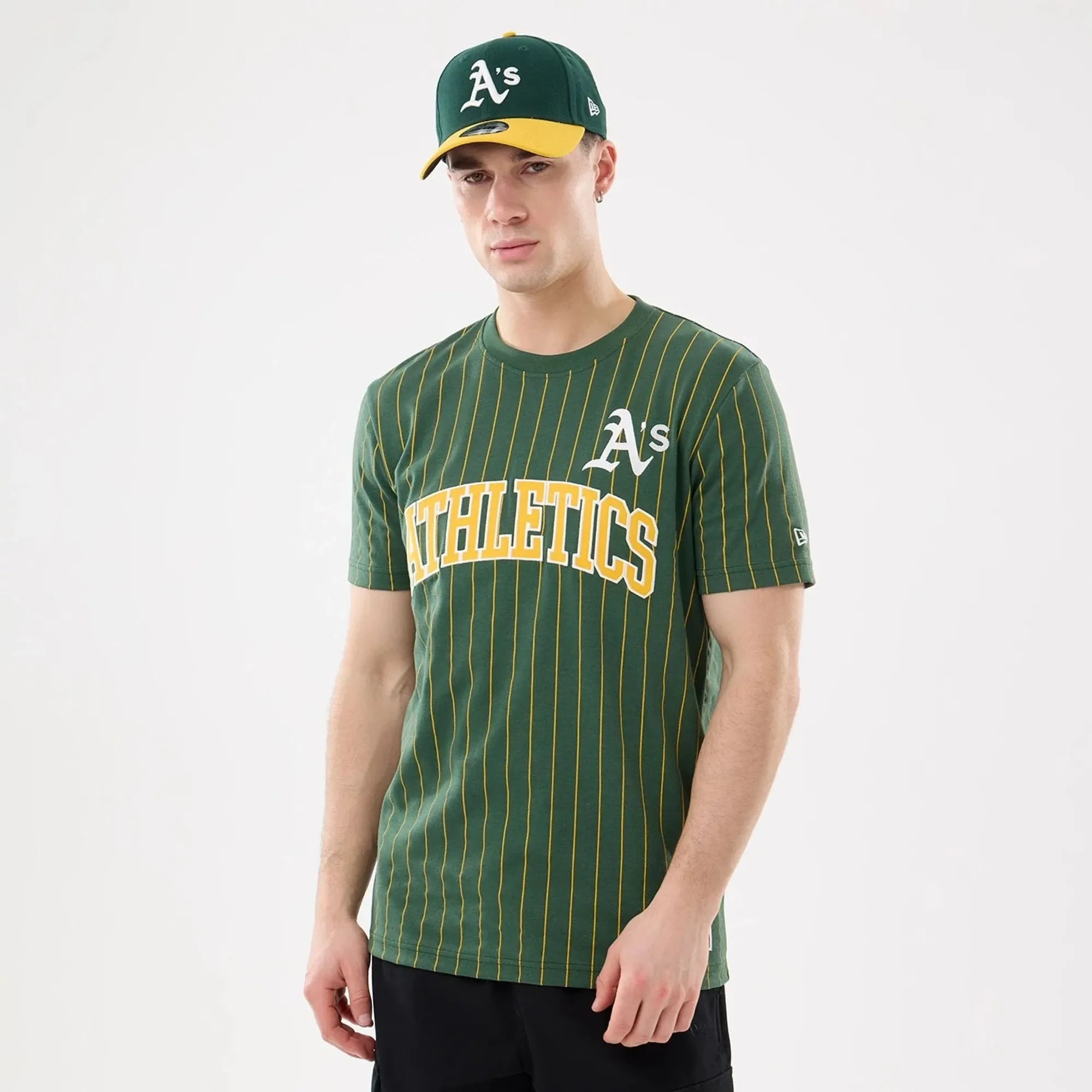 Athletics MLB Pinstripe Dark Green T-Shirt New Era Cap adult unisex