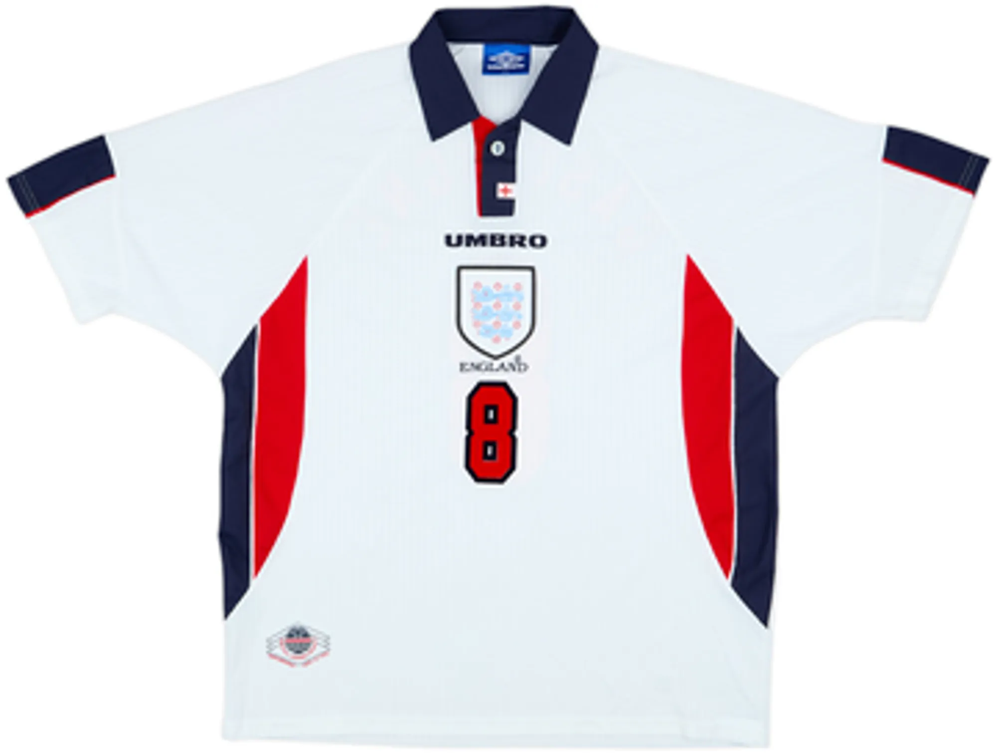 1997-99 England Home Shirt Gascoigne #8 - 8/10 - (XXL)