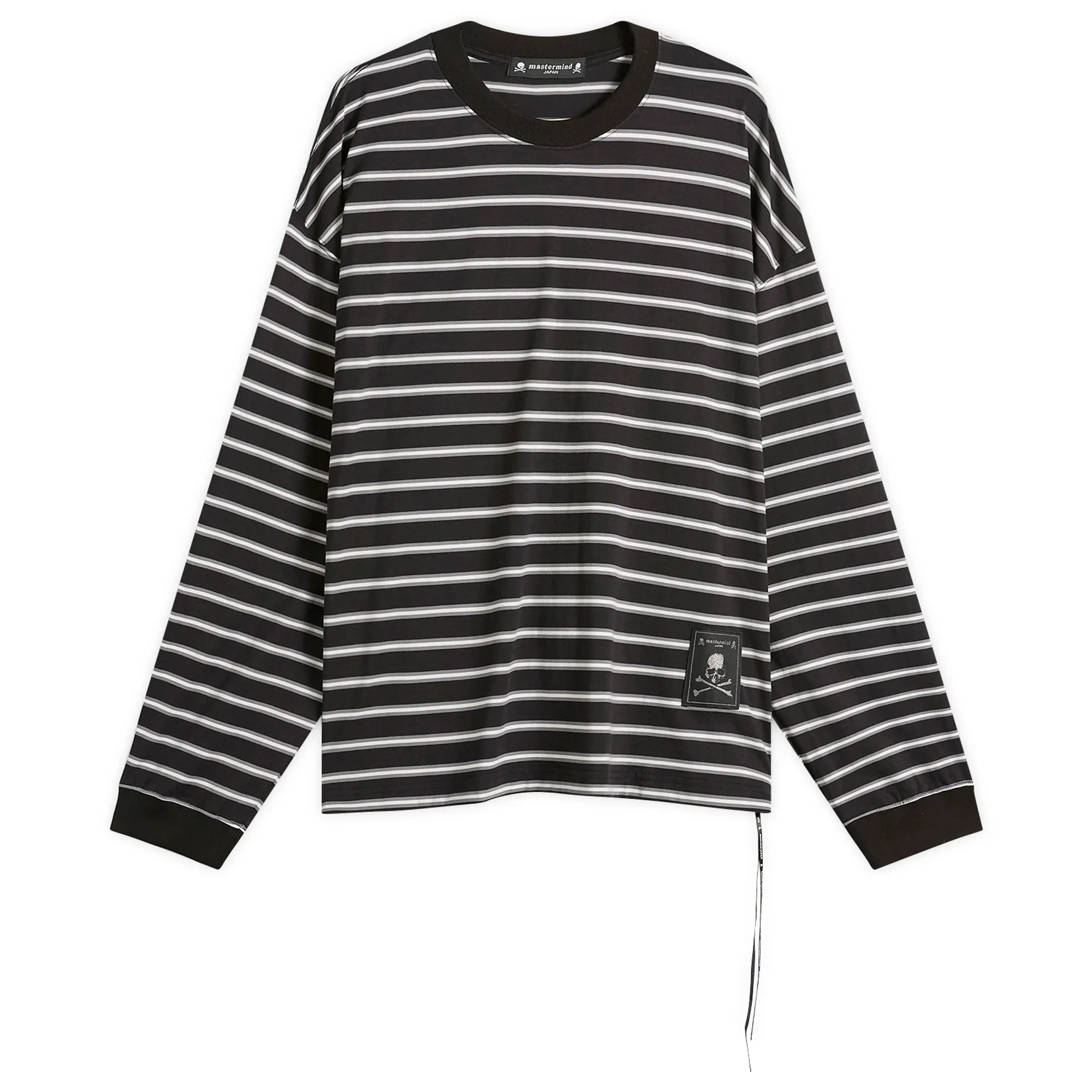 MASTERMIND WORLD Men's Fine Gauge Stripe Long Sleeve T-Shirt Black