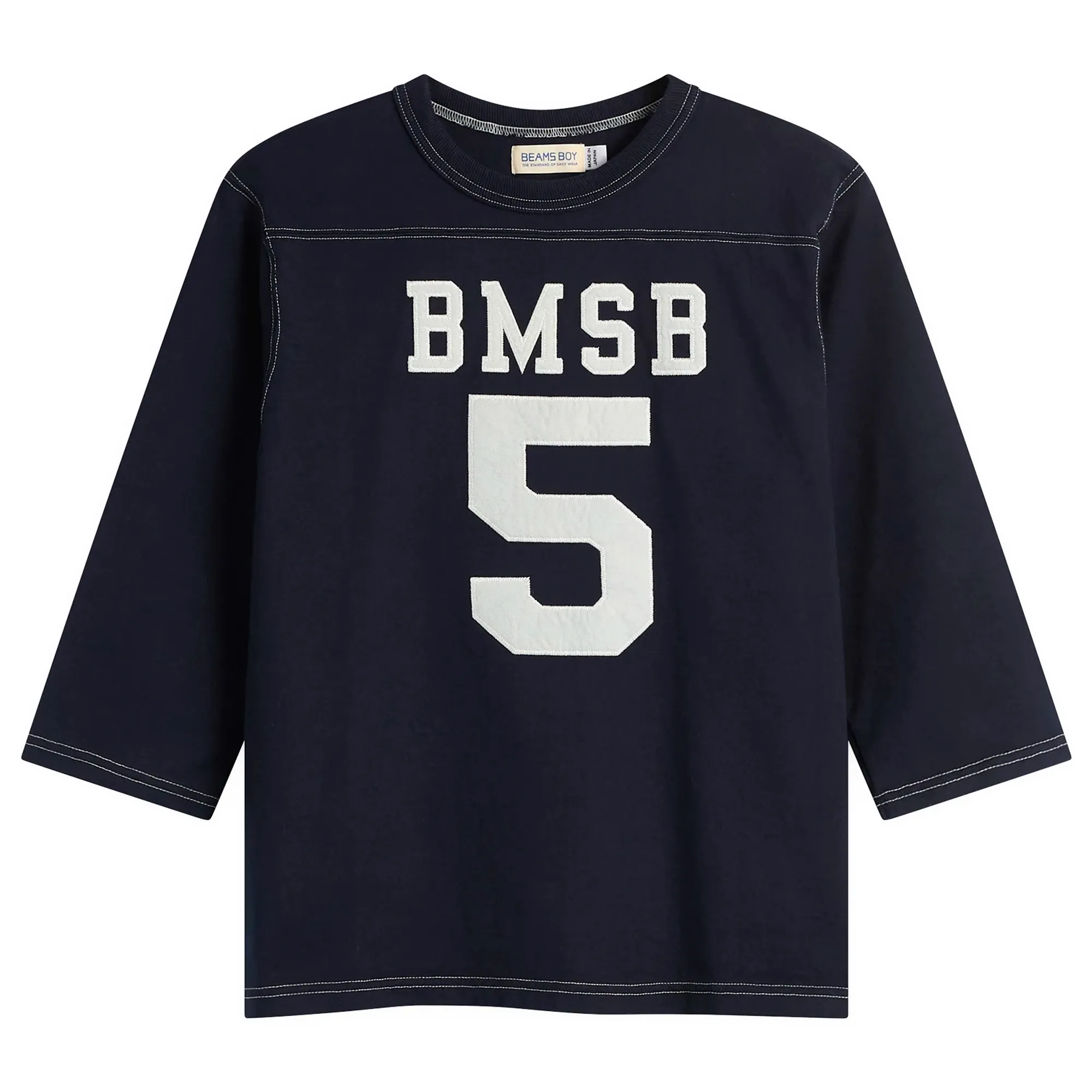 Beams Boy Women's 3/4 Sleeve Football T-shirt Navy