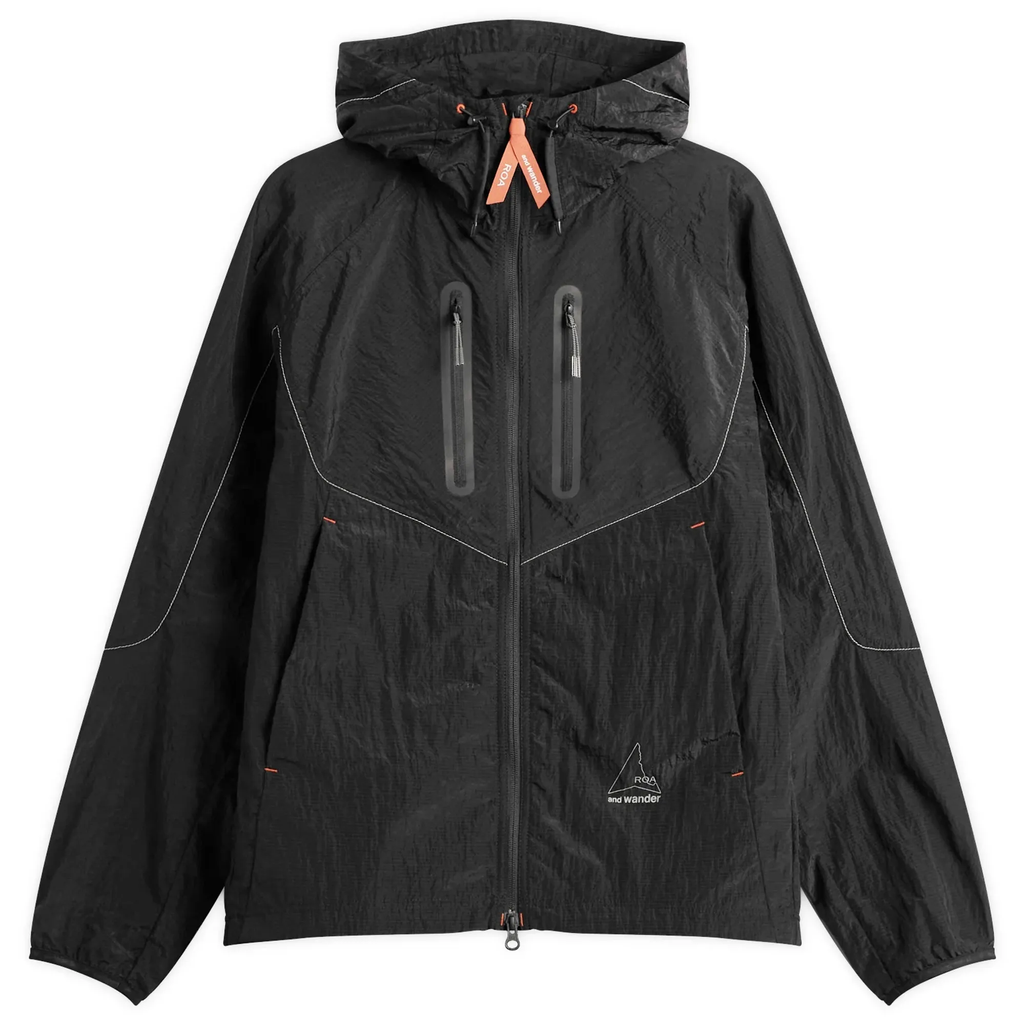 and wander Men's x ROA Ripstop Wind Jacket Black