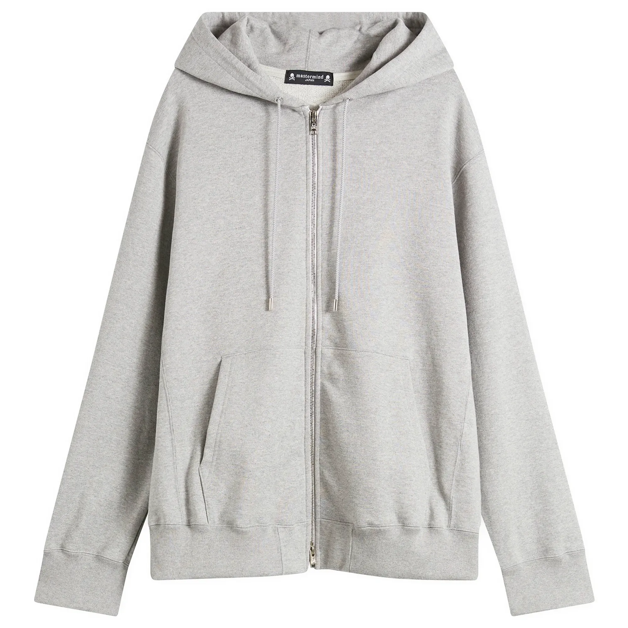 MASTERMIND WORLD Men's OG Embroidery-Ish Zip-Up Hoodie Top Grey