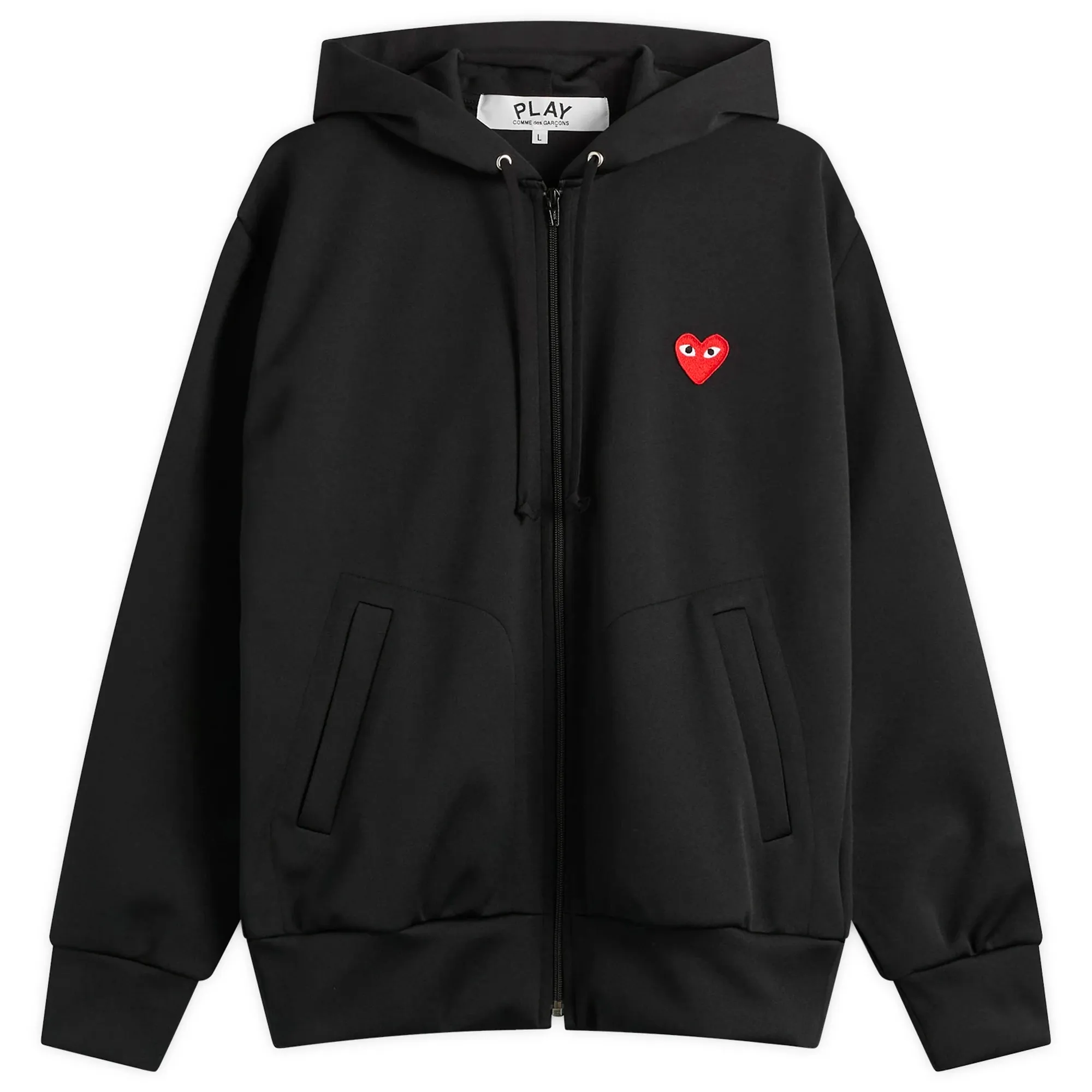 Comme des Garçons Play Red Emblem Zip Hoodie Black