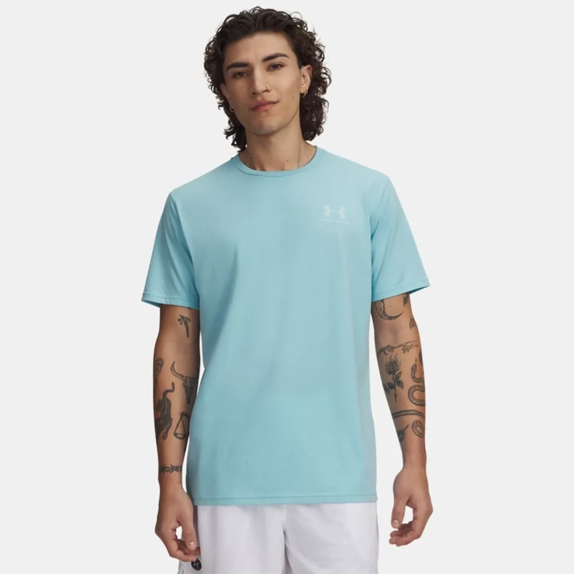 Under Armour  Left Chest Logo Men's Short Sleeve Blue Haze / White L